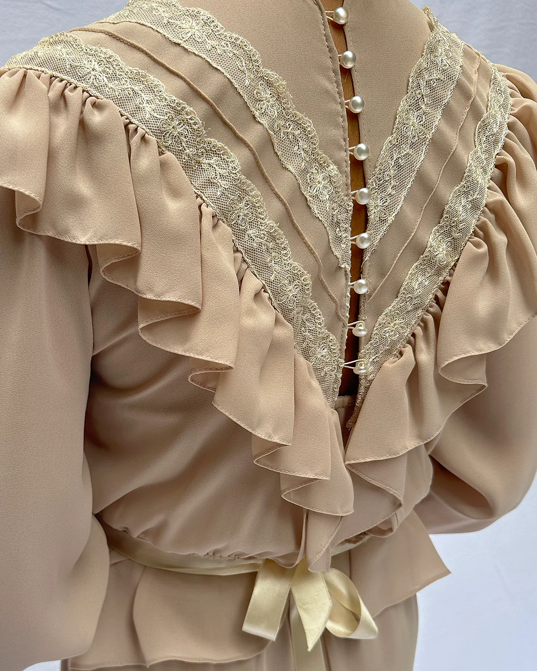 70s Vintage Victorian-style Blouse With Underslip | S - Image 11