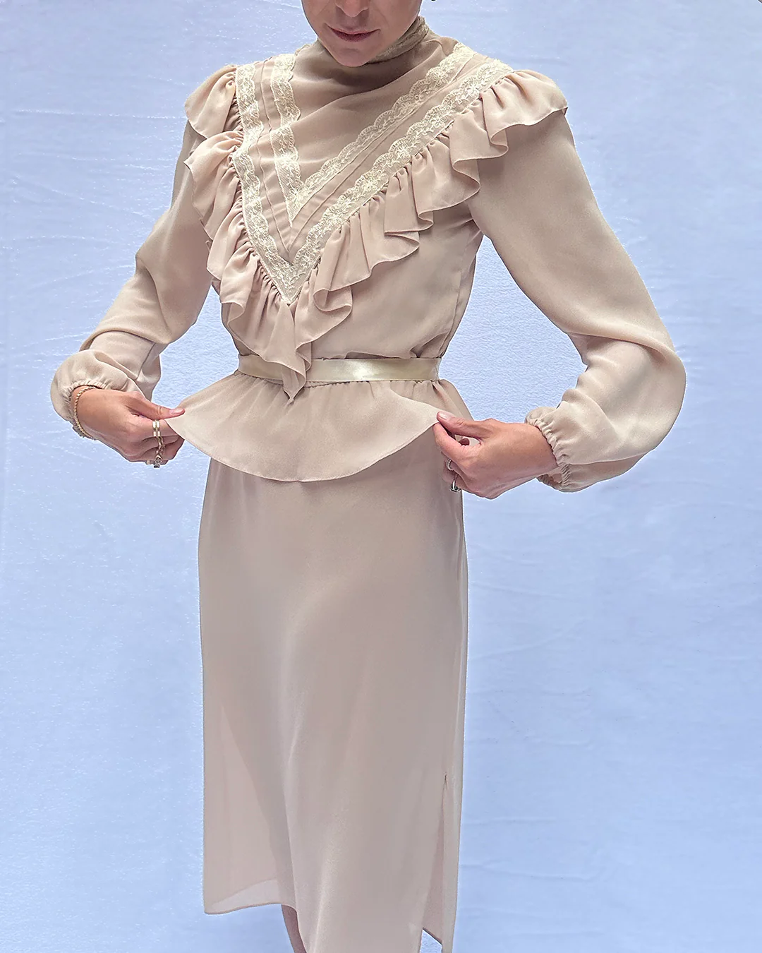 70s Vintage Victorian-style Blouse With Underslip | S - Image 12