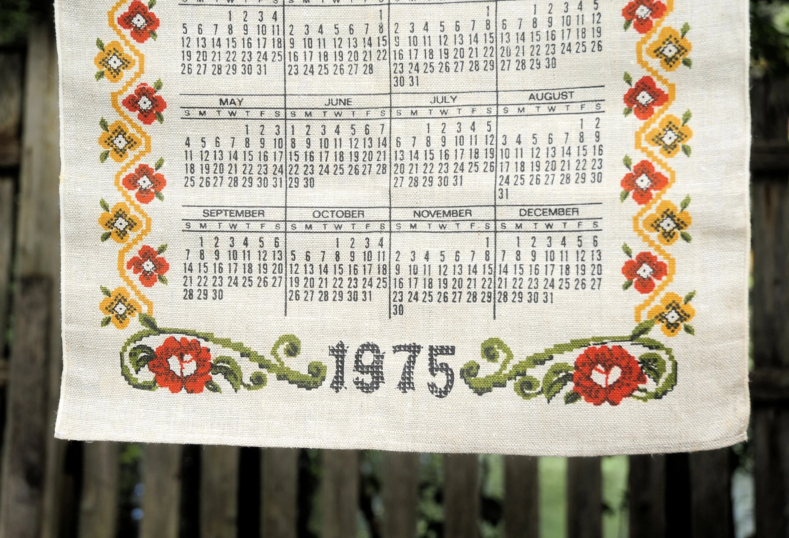 70s Vtg 1975 Bless This House Fauxcrossstitch Calendar - Image 7