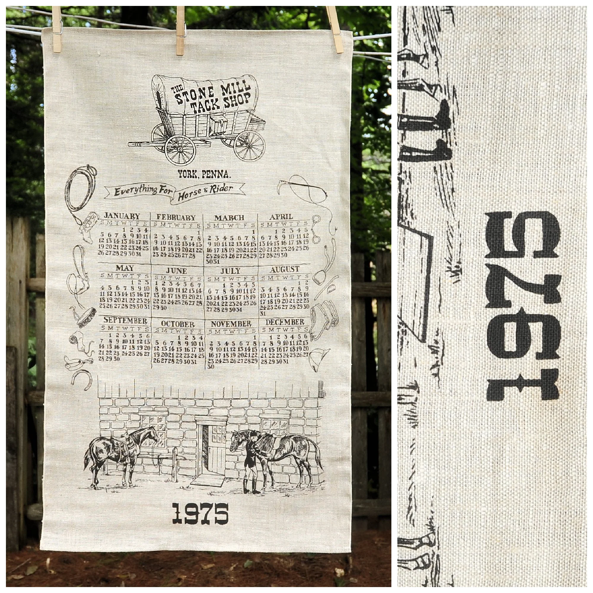 70s Vtg 1975 Stone Mill Tack Shop Equestrian Calendar - Image 4