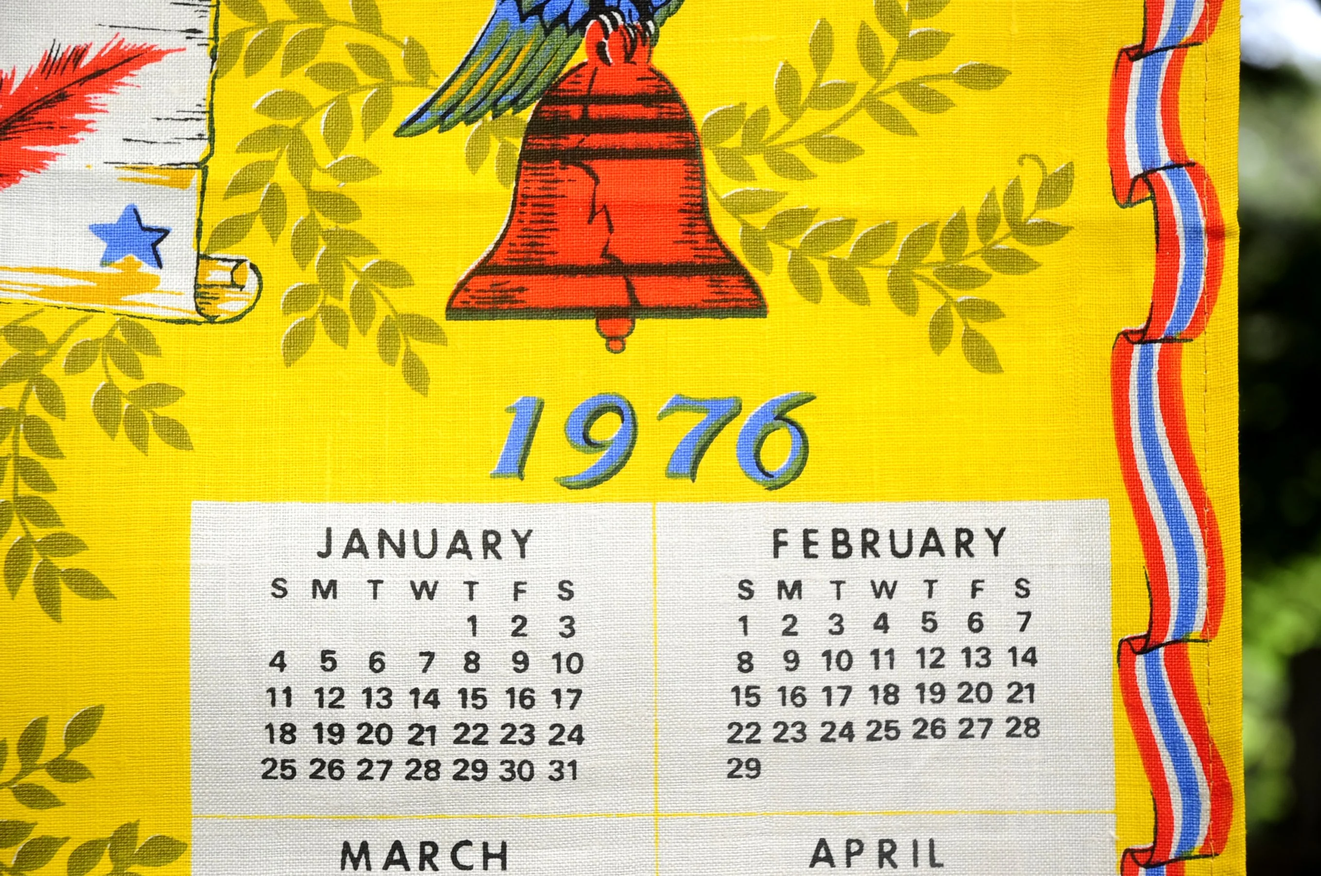 70s Vtg 1976 Bicentennial Patriotic Calendar Tea Towel - Image 5