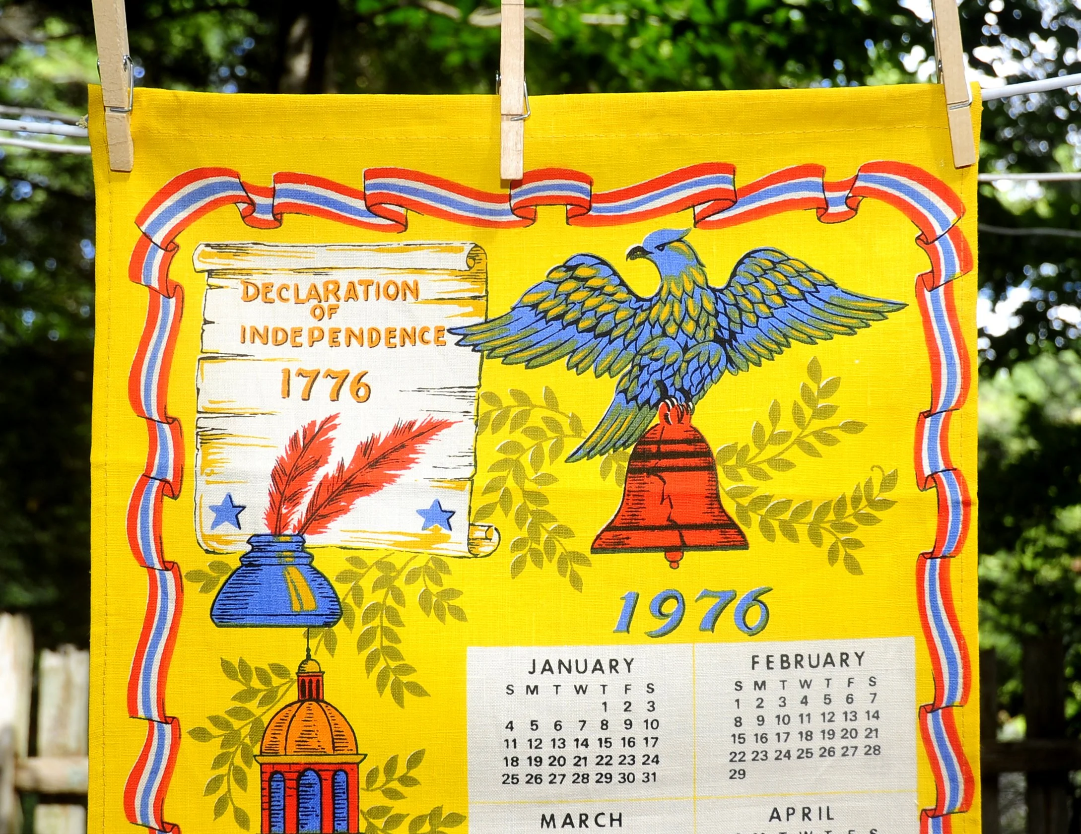 70s Vtg 1976 Bicentennial Patriotic Calendar Tea Towel - Image 6