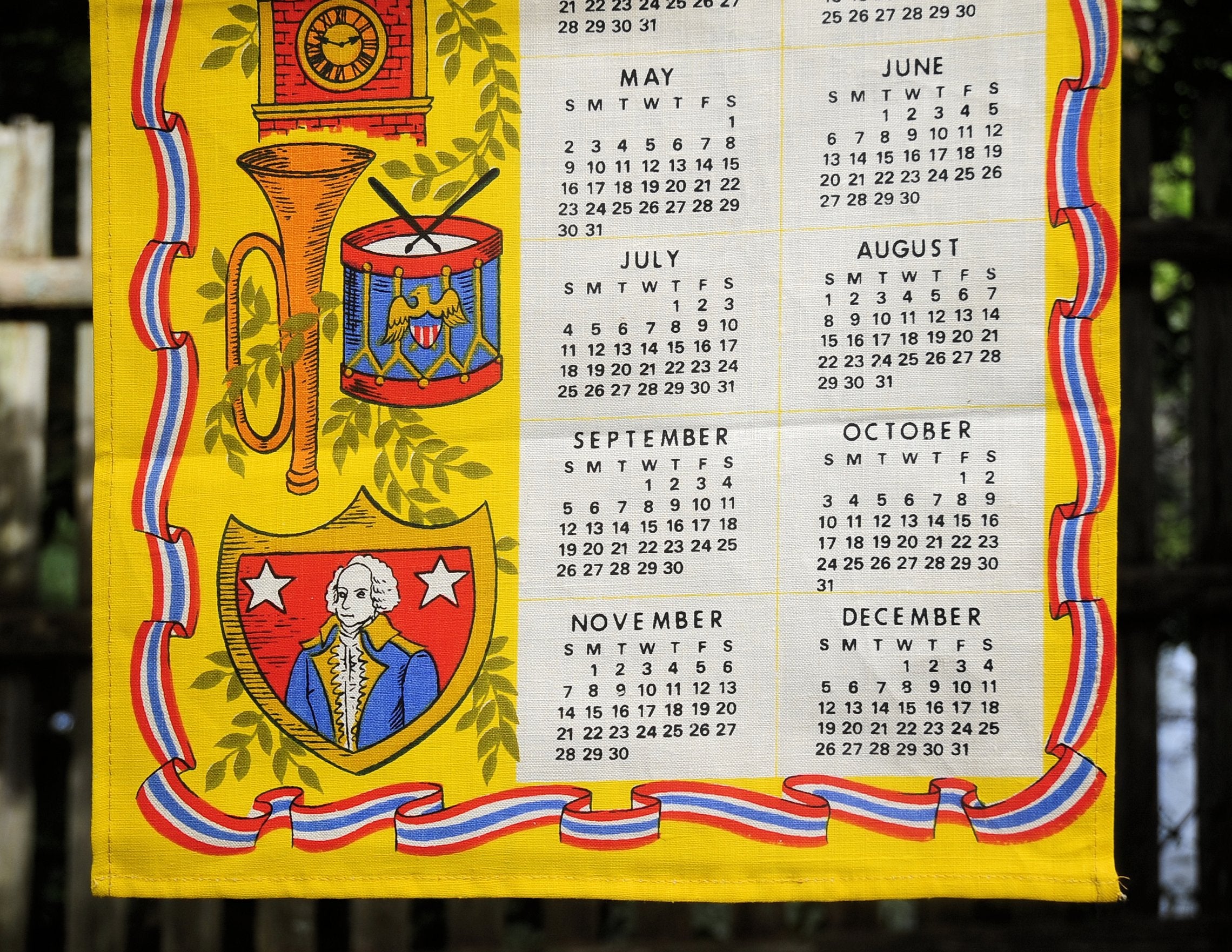 70s Vtg 1976 Bicentennial Patriotic Calendar Tea Towel - Image 7