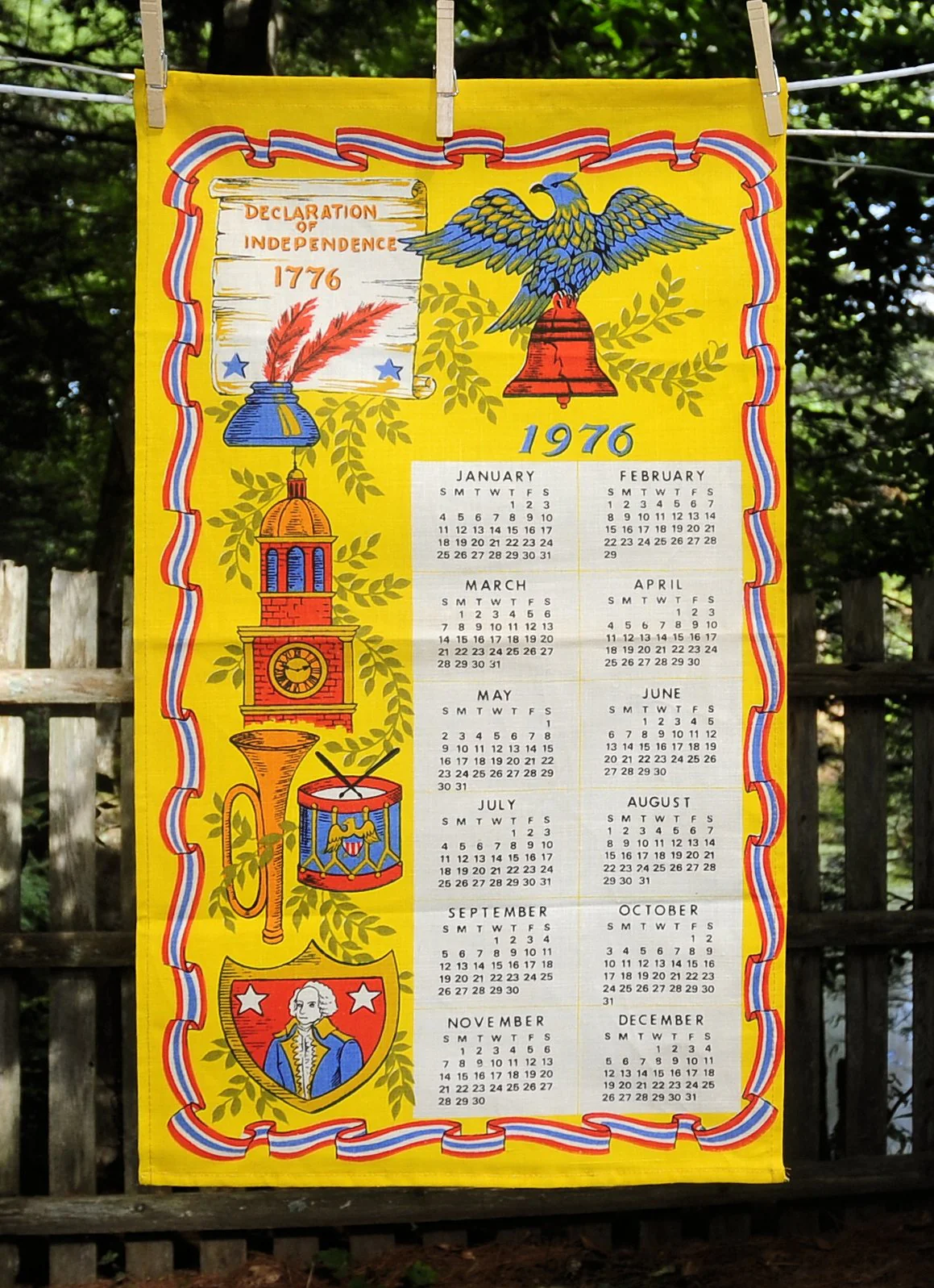 70s Vtg 1976 Bicentennial Patriotic Calendar Tea Towel - Image 8