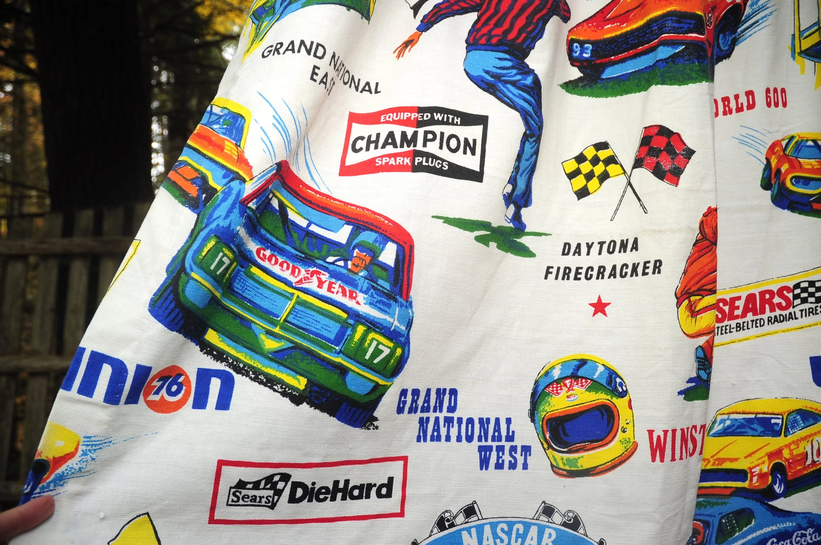 70s Vtg Sears Nascar Drape Panel 42x62 Racecar Daytona By Sears Perma Prest - Image 11