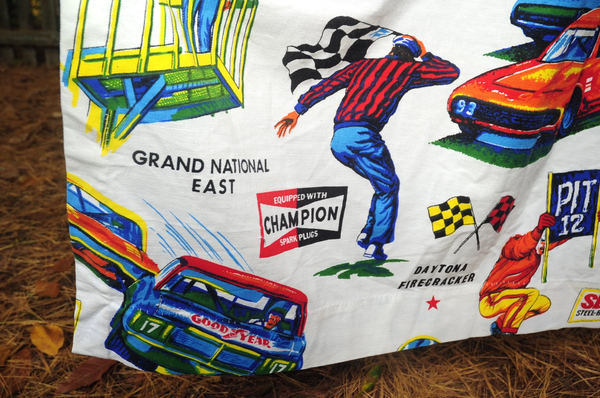 70s Vtg Sears Nascar Drape Panel 42x62 Racecar Daytona By Sears Perma Prest - Image 12