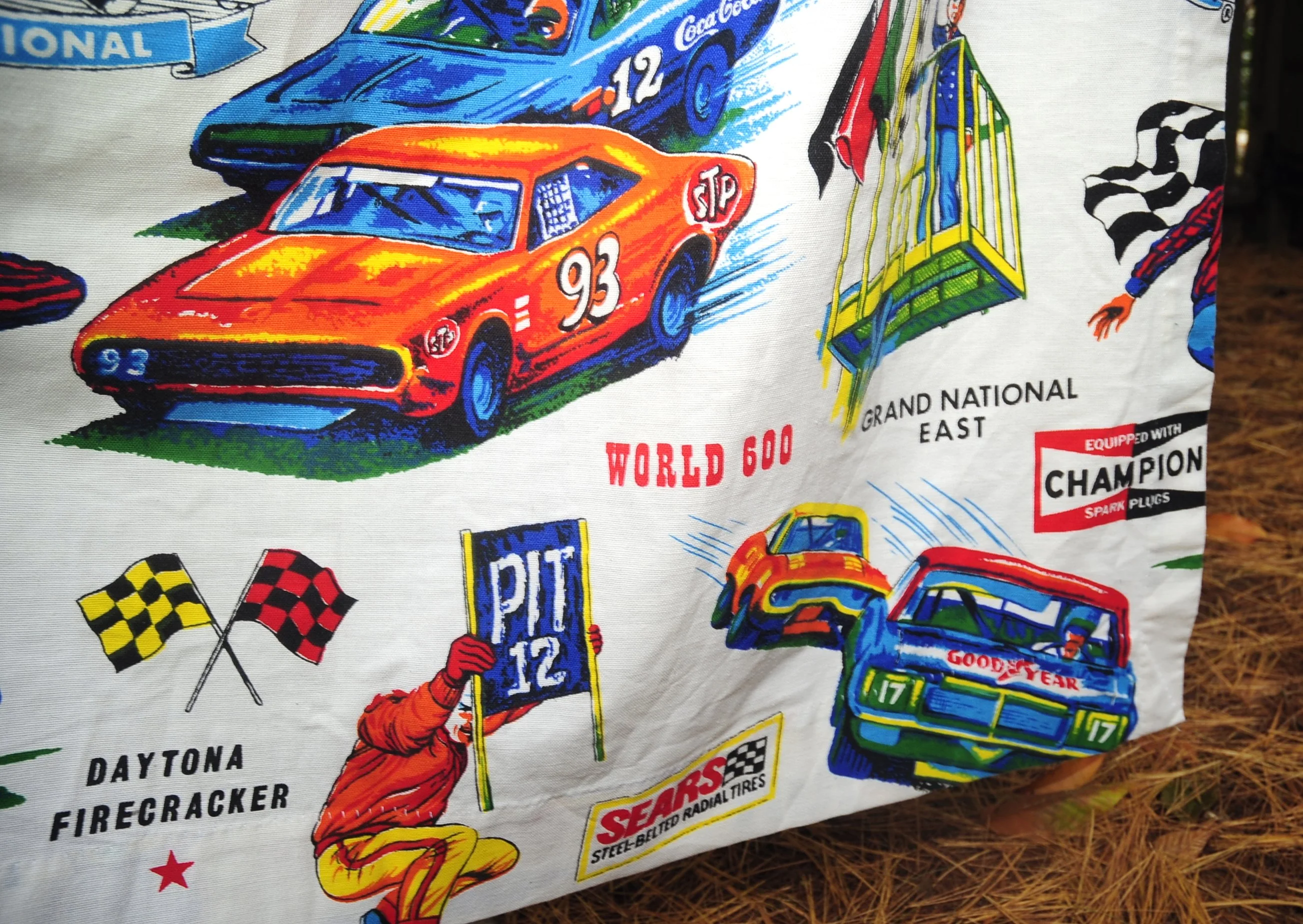 70s Vtg Sears Nascar Drape Panel 42x62 Racecar Daytona By Sears Perma Prest - Image 13
