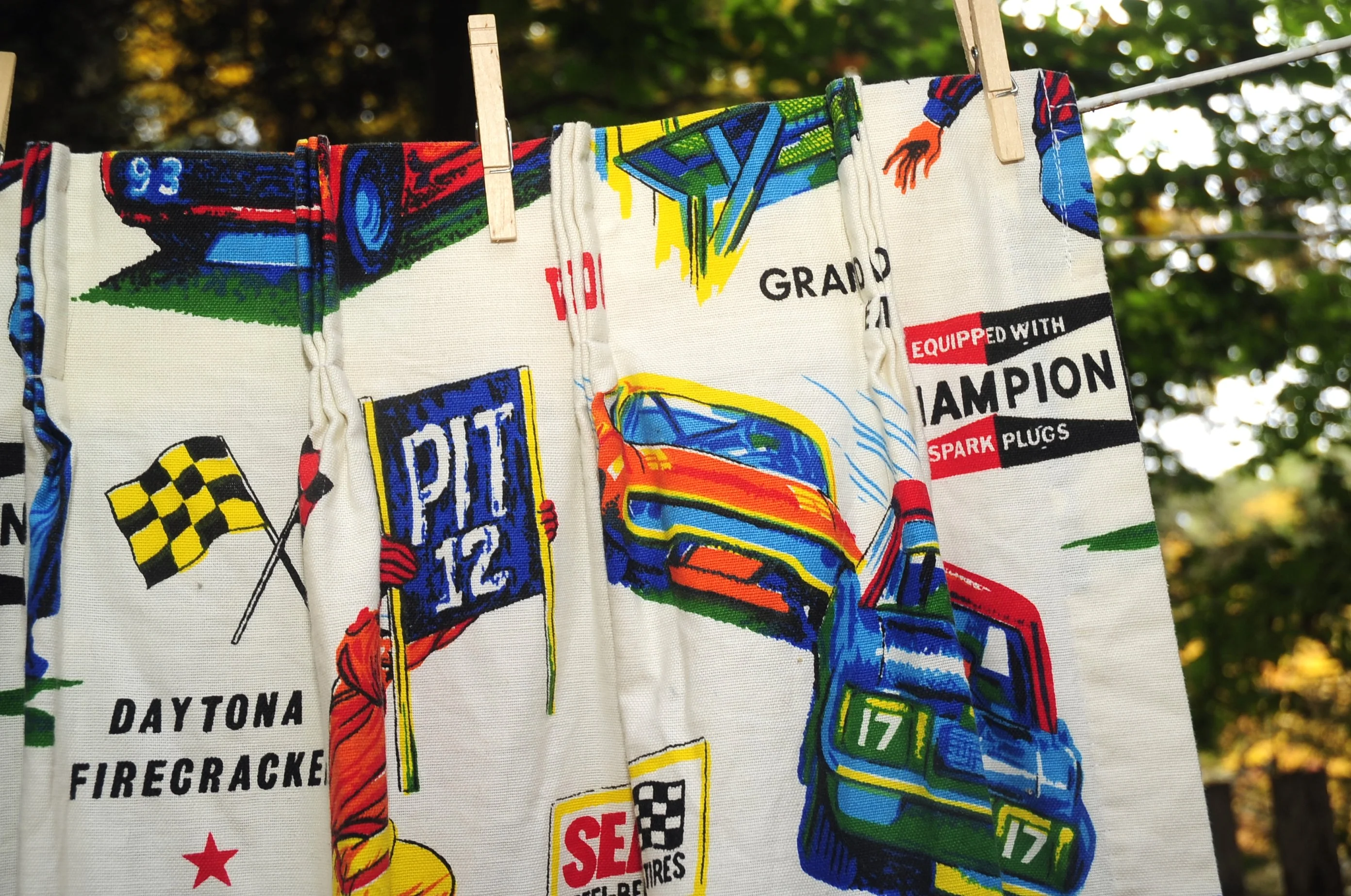 70s Vtg Sears Nascar Drape Panel 42x62 Racecar Daytona By Sears Perma Prest - Image 7