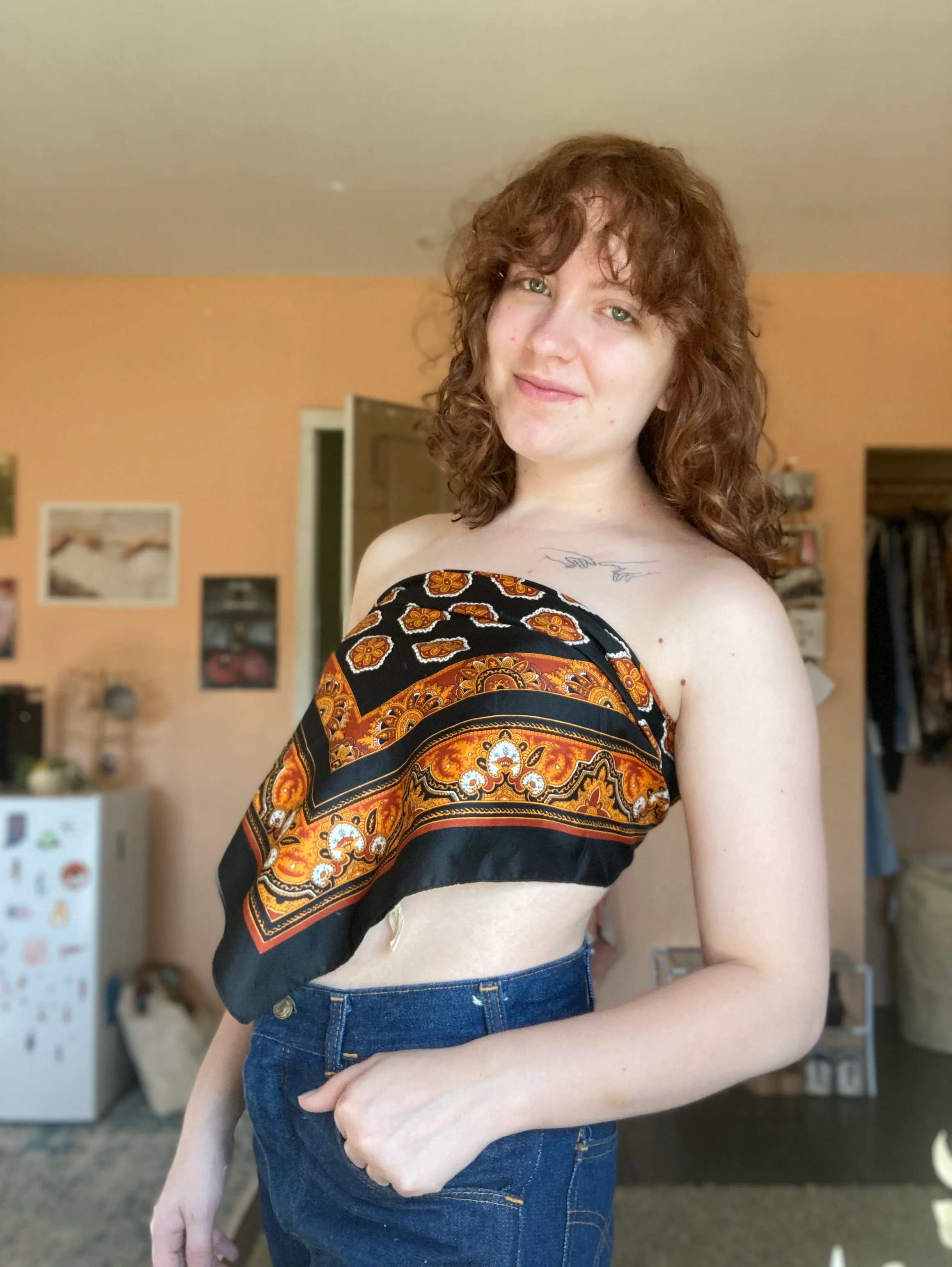 70s Warm Toned Square Scarf By Kaiser Love and Accessories - Image 3