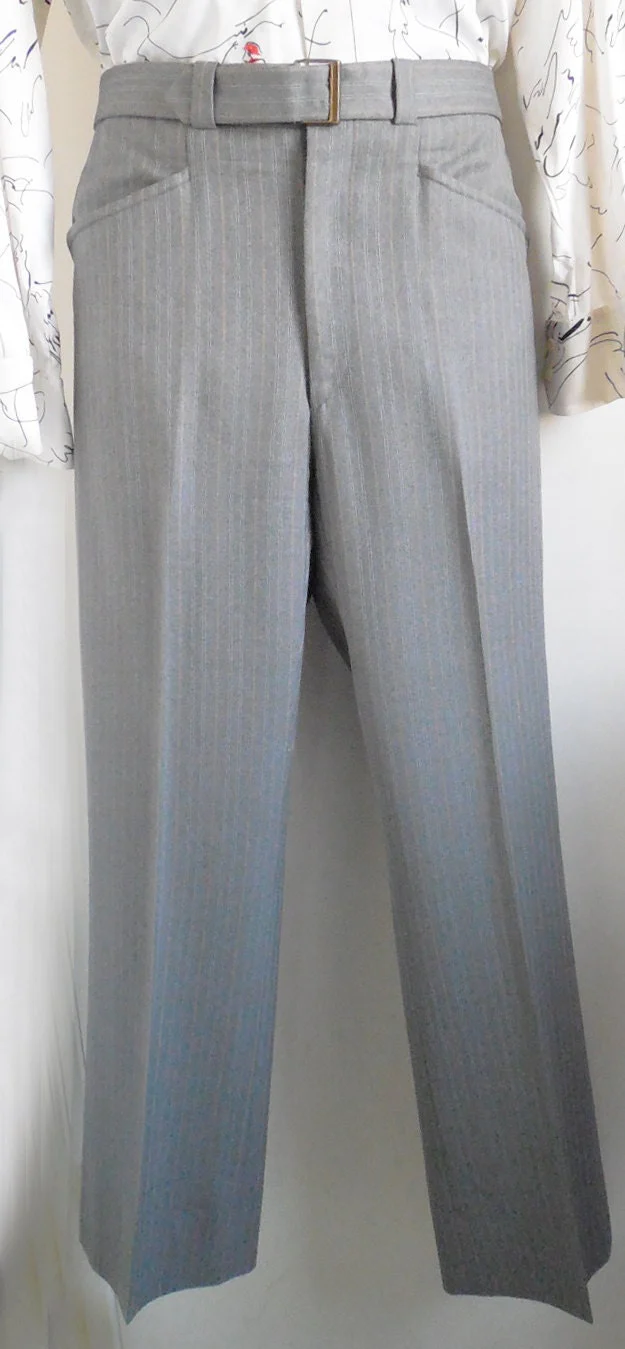 70s Western Tailored Gray Pinstripe Suit Anchor Man Thos Madison Smiths Men Casino Anchor Man Brad Pitt - Image 4