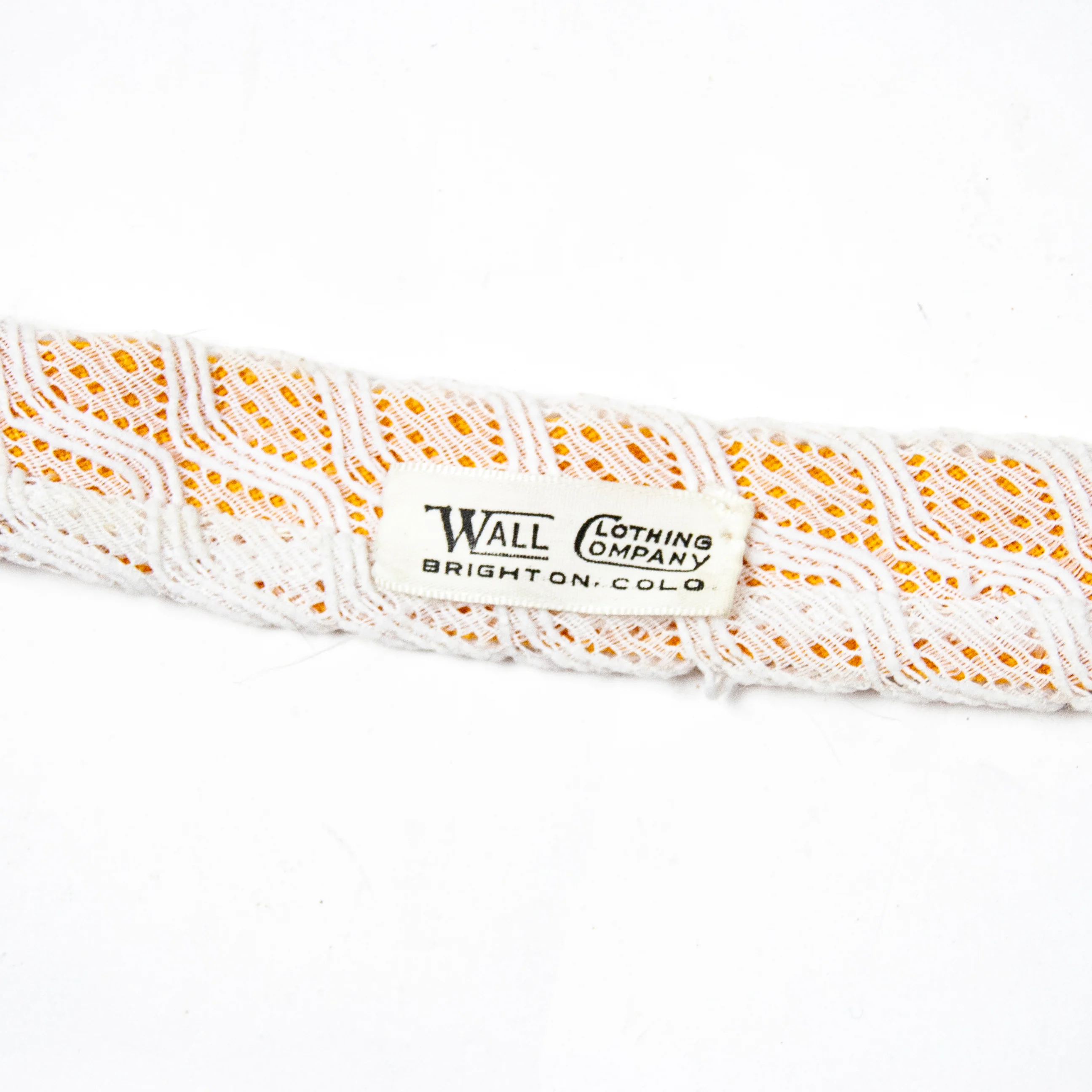 70s White And Orange Funky Crochet Tie By Beau Brummel - Image 6