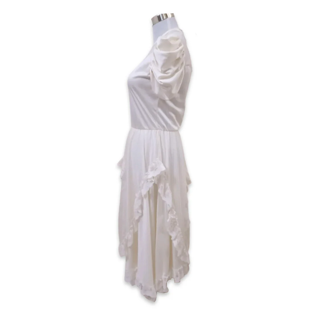 70s White Designer Disco Dress By Diamonds Run - Image 6