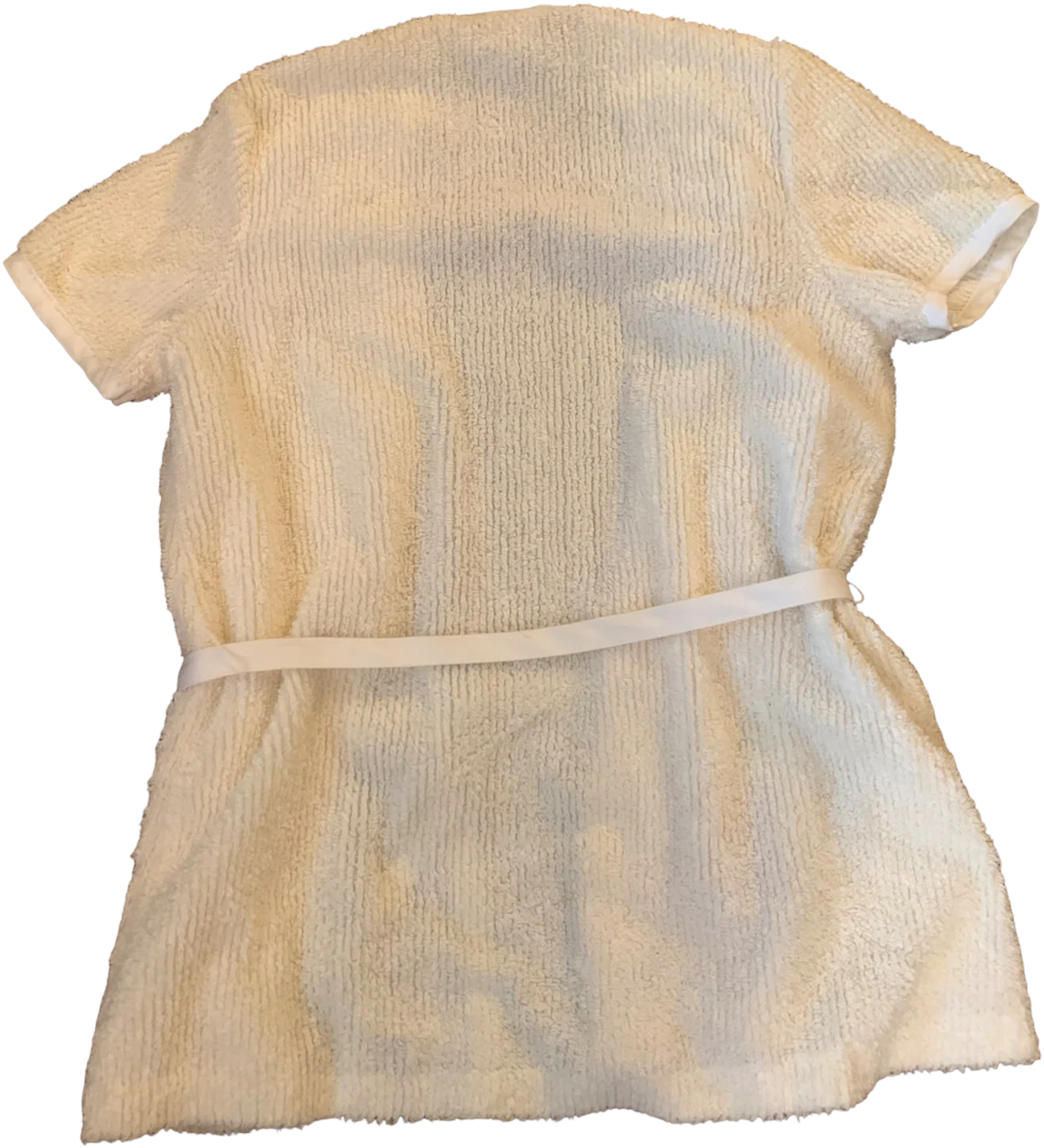 70s White Floral Chenille Robe Top Pink Yellow Flowers By Wildcrest - Image 2