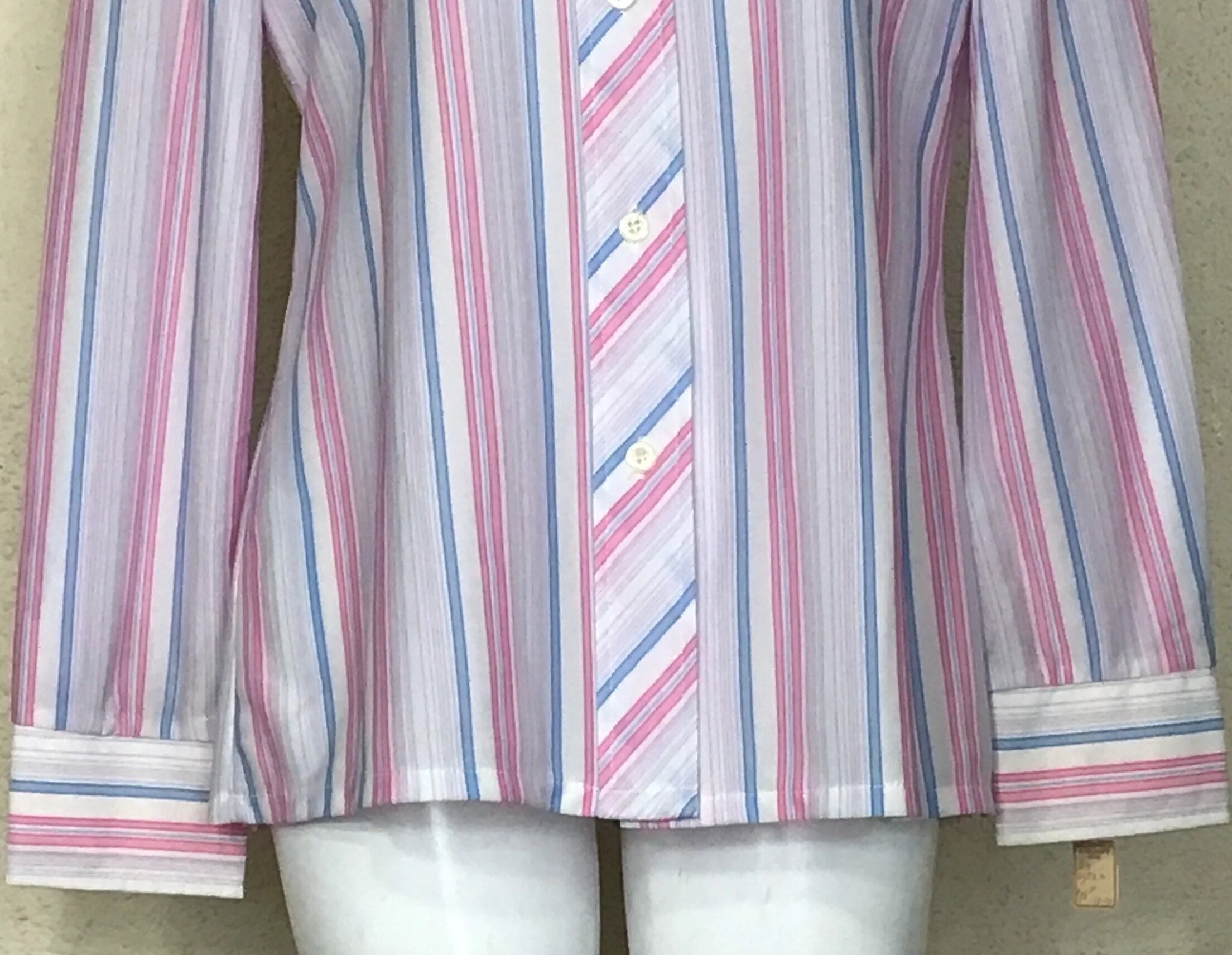70s White Striped Button Up Long Sleeve Blouse Top By Bodin Knits - Image 7
