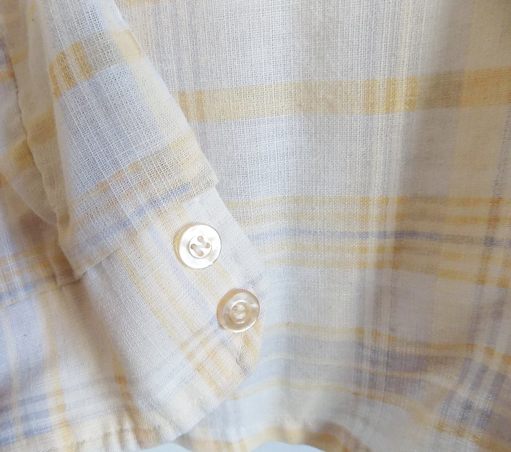 70s Wide Collar Mans Long Sleeved Disco Shirt by Alfie Wooden Buttons Three Rounded Breast Pockets Summer Weight Fabric Plaid by Alfie - Image 3