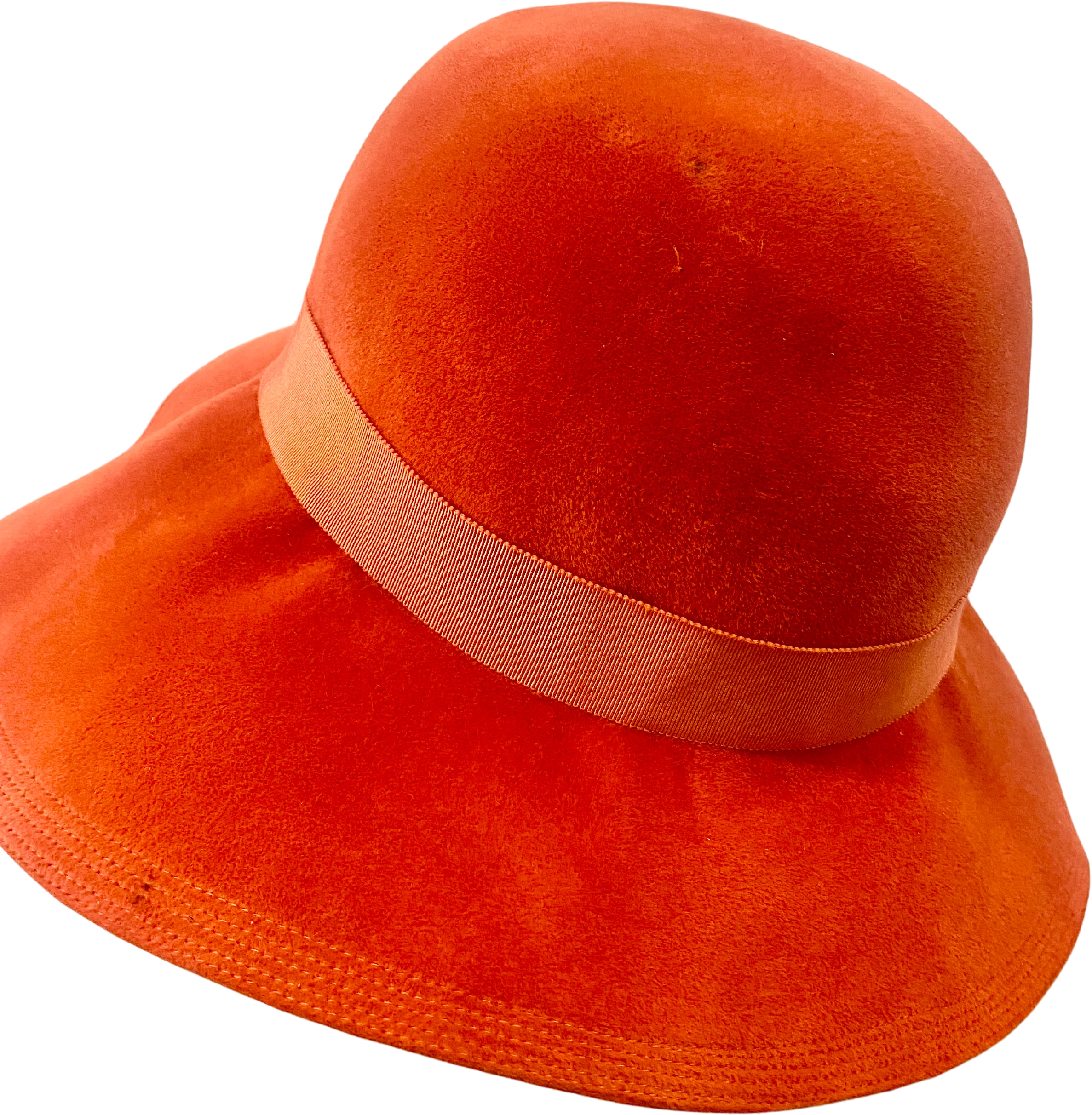 70s Womans Orange Felt Fur Hat Mod Glamour By Borsalino - Image 2