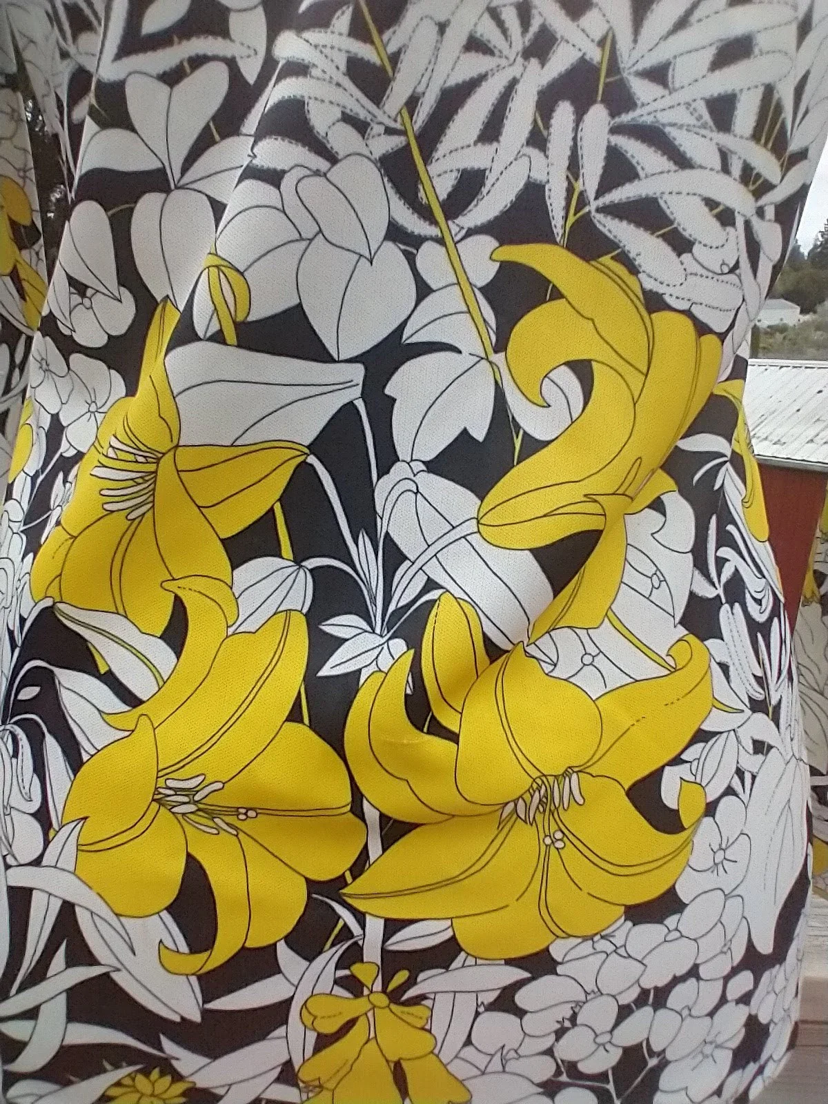 70s Women's Disco Blouse Yellow and Black Floral Large Collar Women's Fit Small To Medium by Jack Winters - Image 8