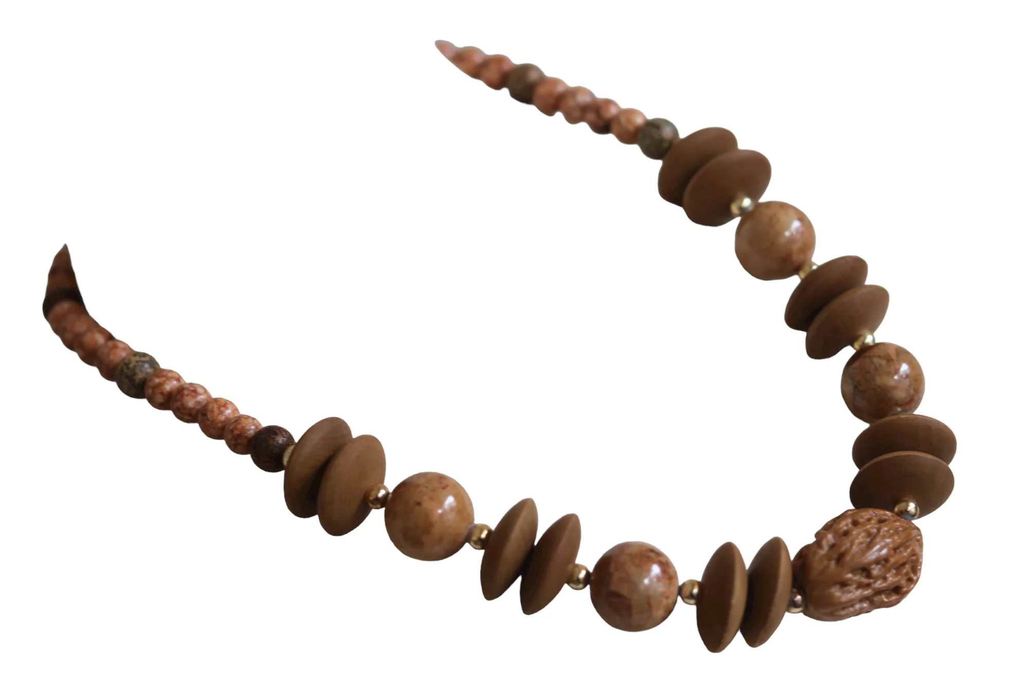 70s Wood Beaded Necklace - Image 2