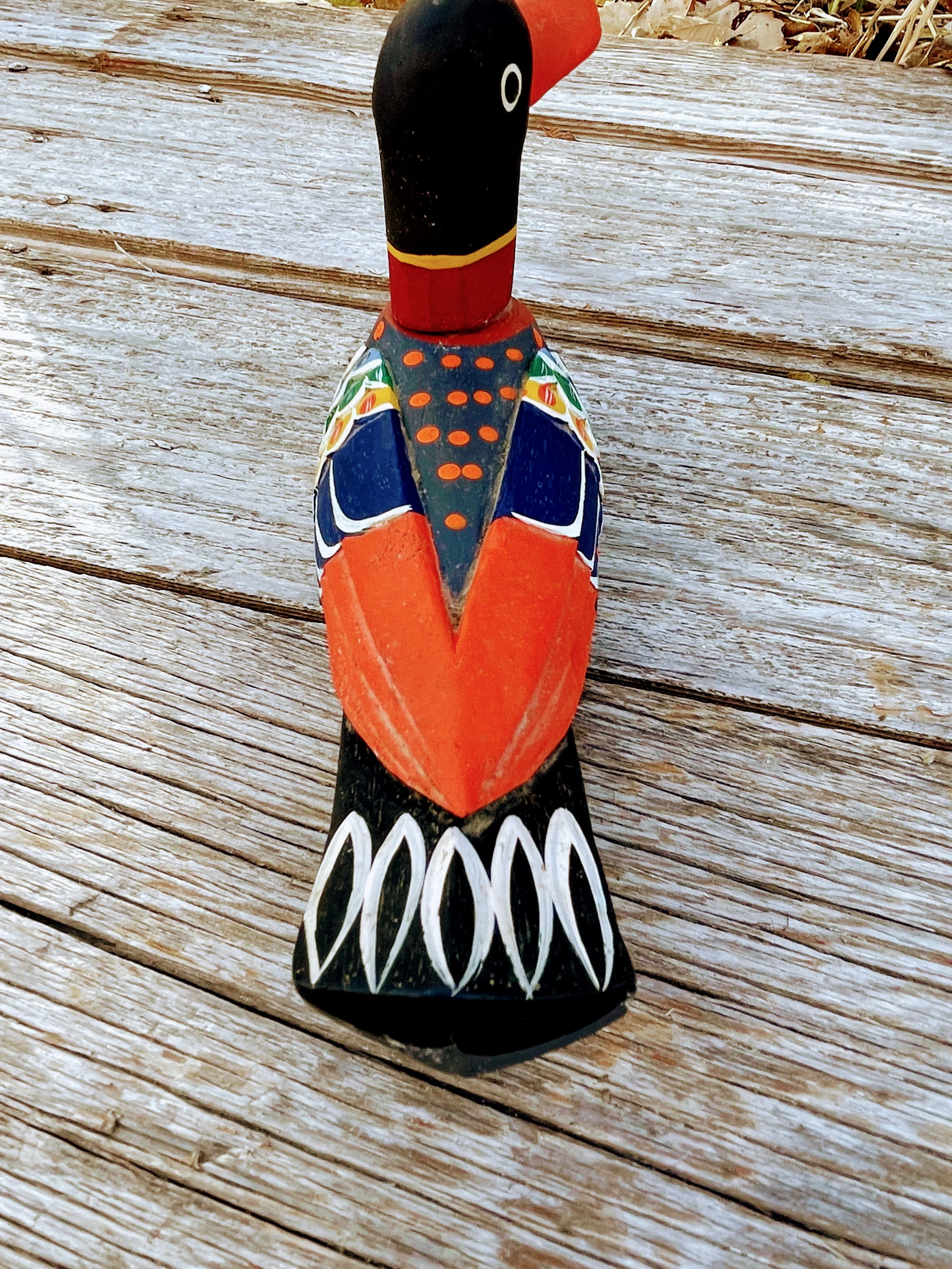 70s Wood Hand Painted Korean Wedding Duck Folk Art - Image 3
