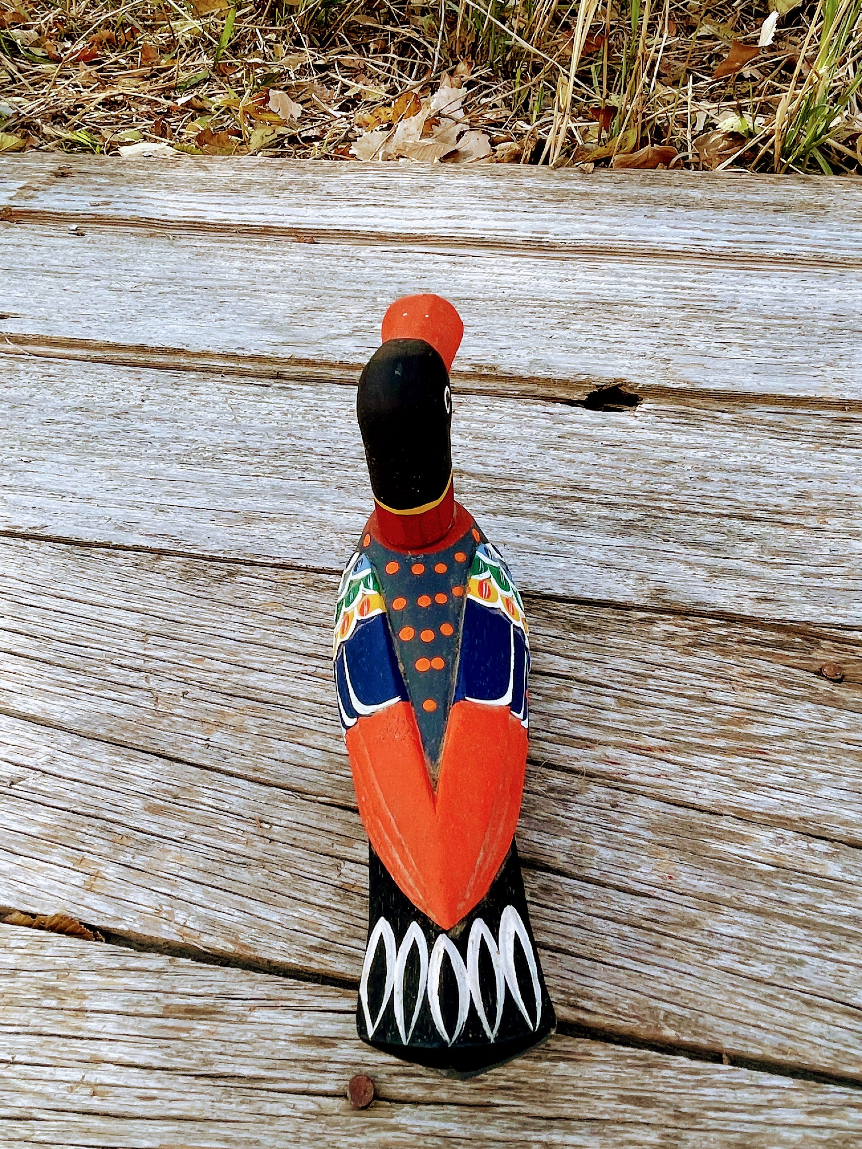 70s Wood Hand Painted Korean Wedding Duck Folk Art - Image 7