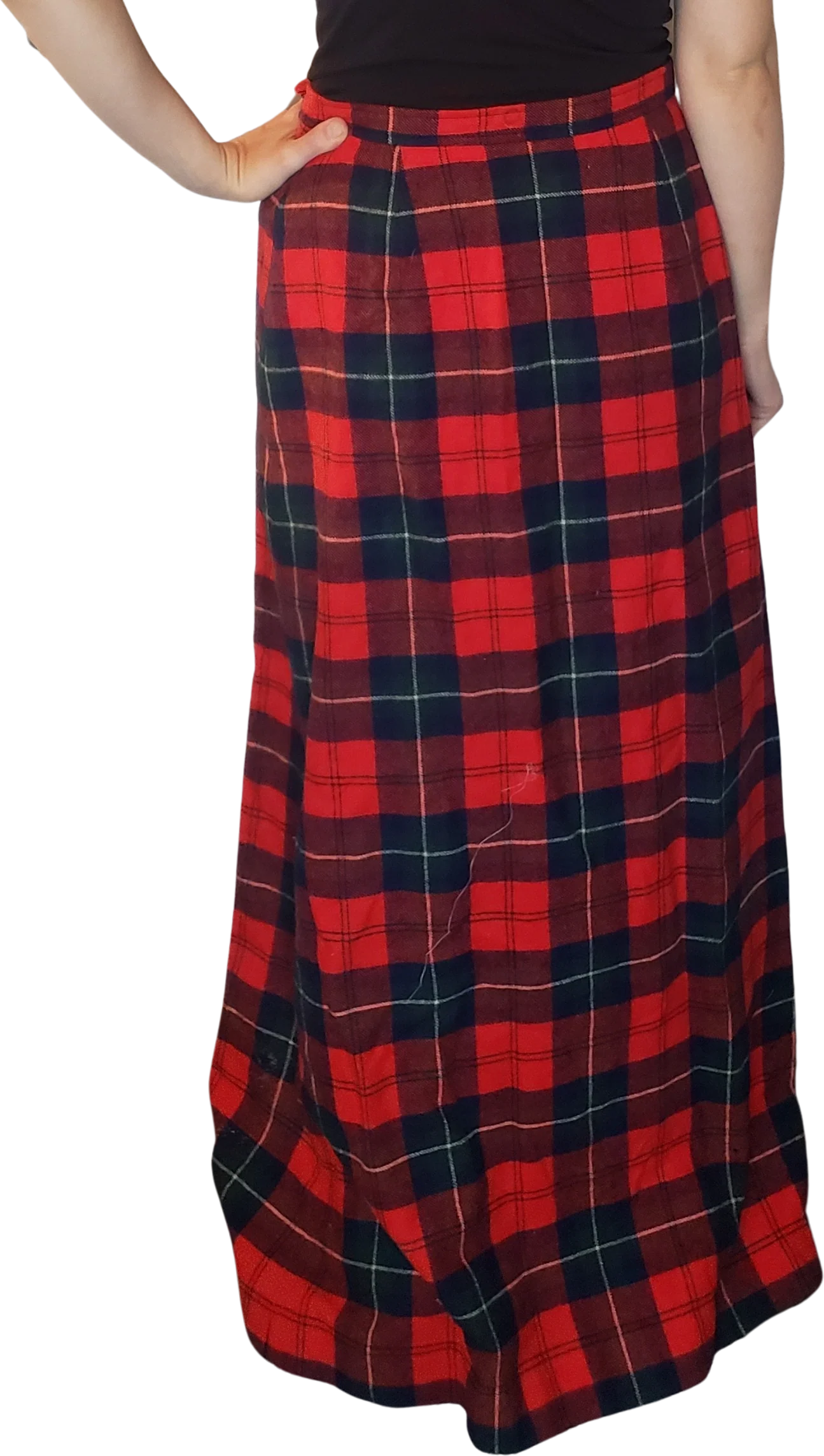 70s Wool Plaid Skirt With Pin By Pendleton - Image 2
