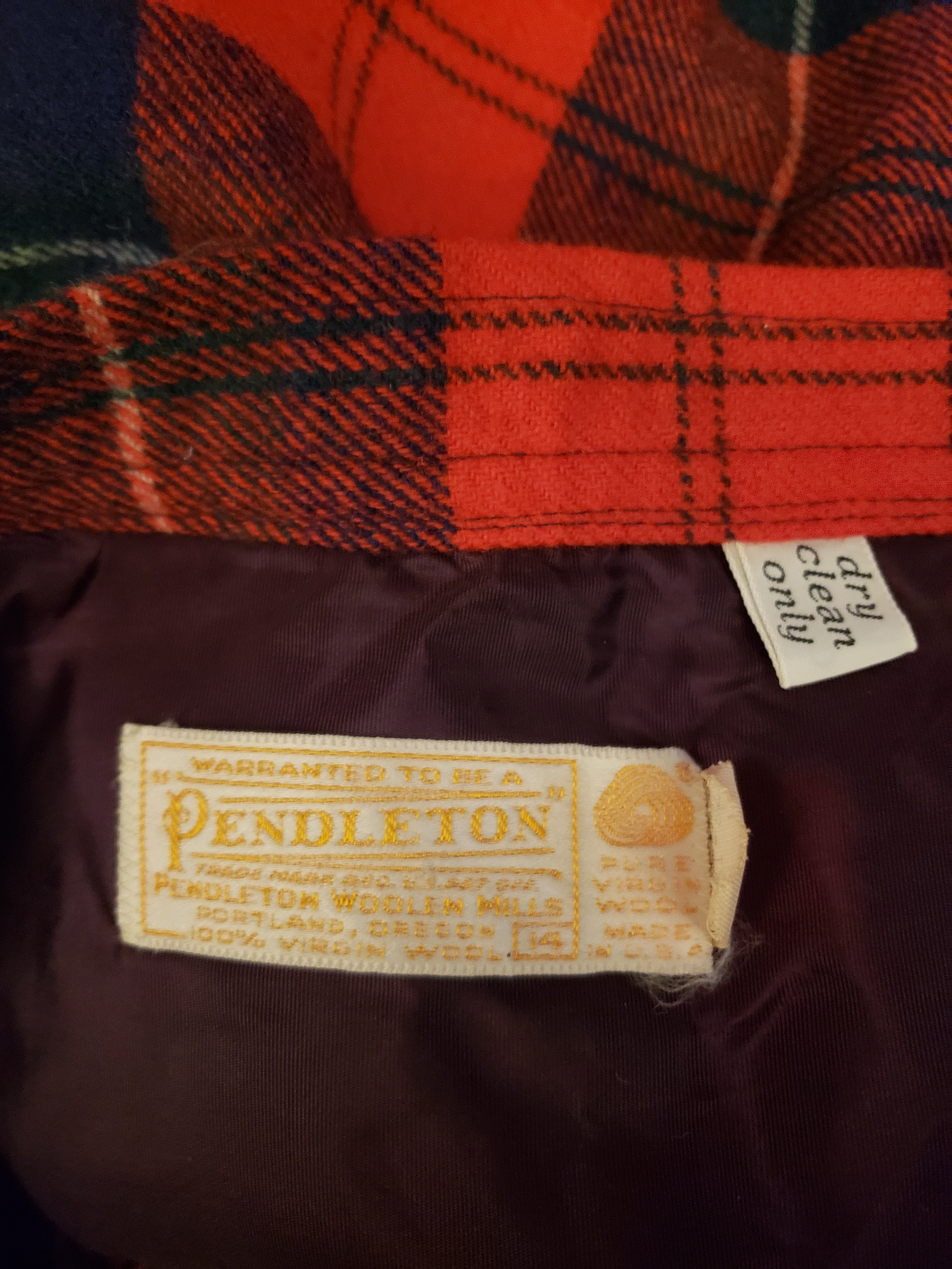 70s Wool Plaid Skirt With Pin By Pendleton - Image 4