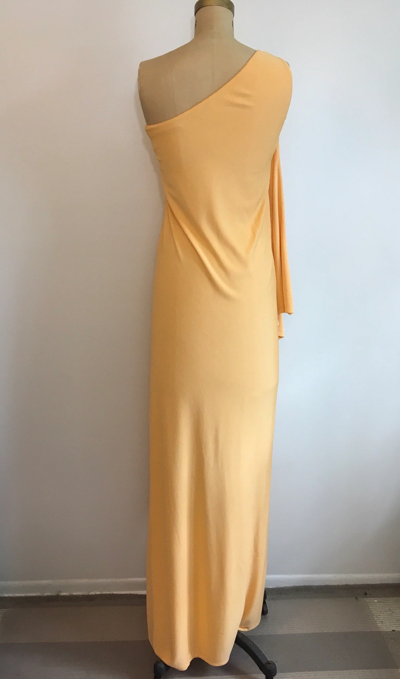 70's Yellow Goddess Grecian One Shoulder Maxi Gown by Halston - Image 2