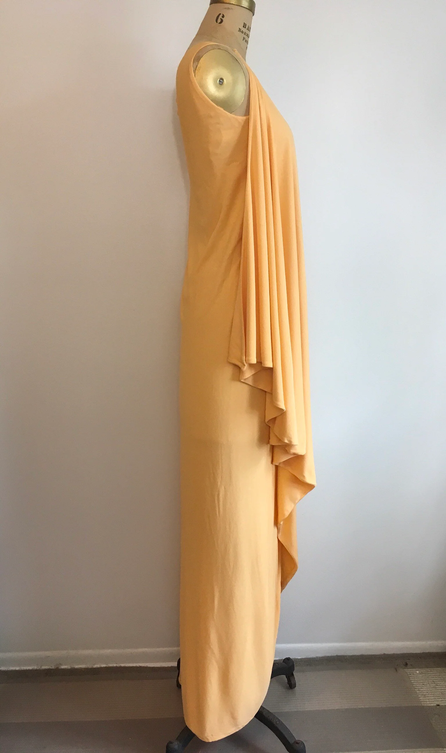 70's Yellow Goddess Grecian One Shoulder Maxi Gown by Halston - Image 3