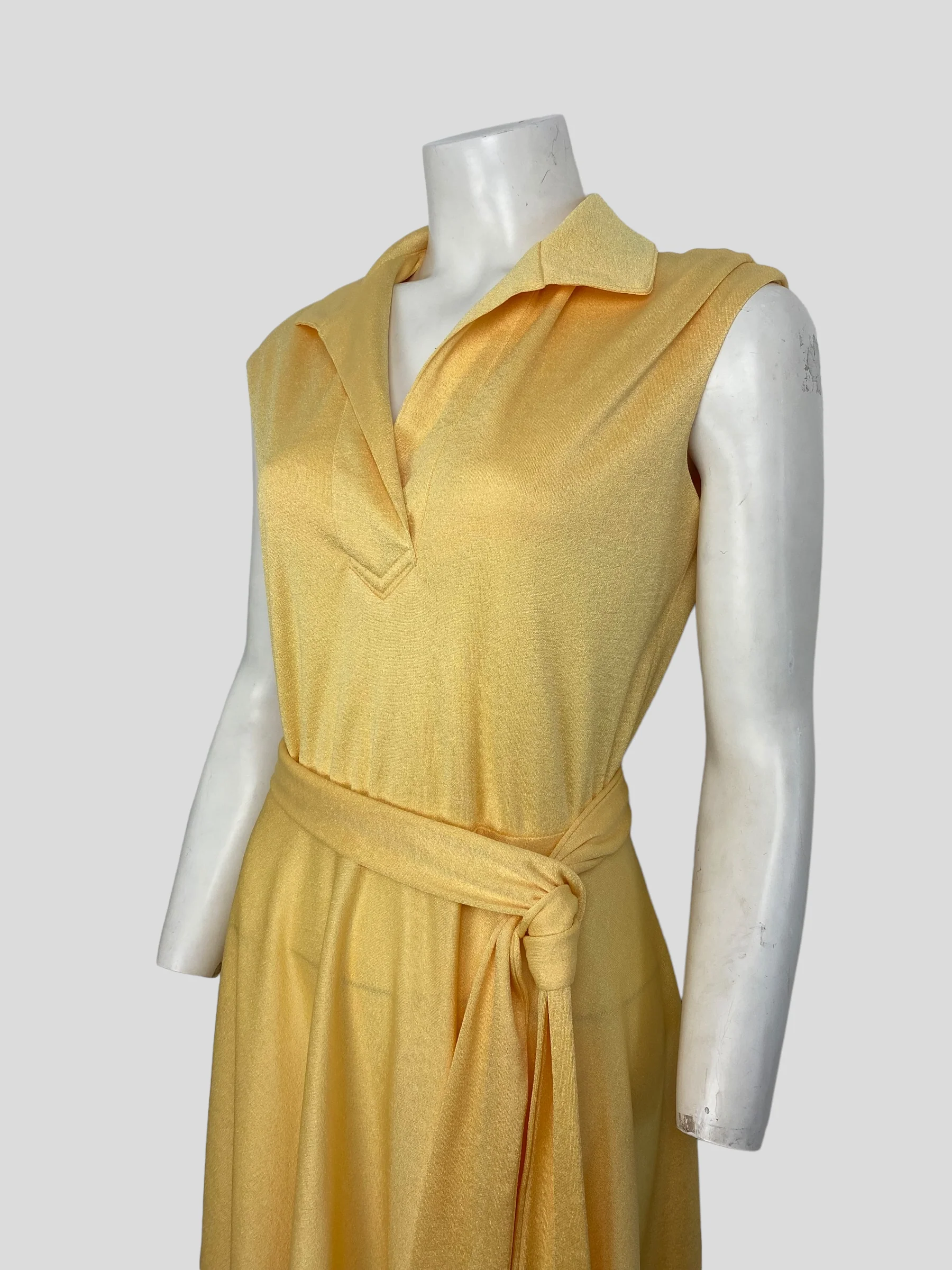 70s Yellow Midi Dress With Original Belt - Image 3