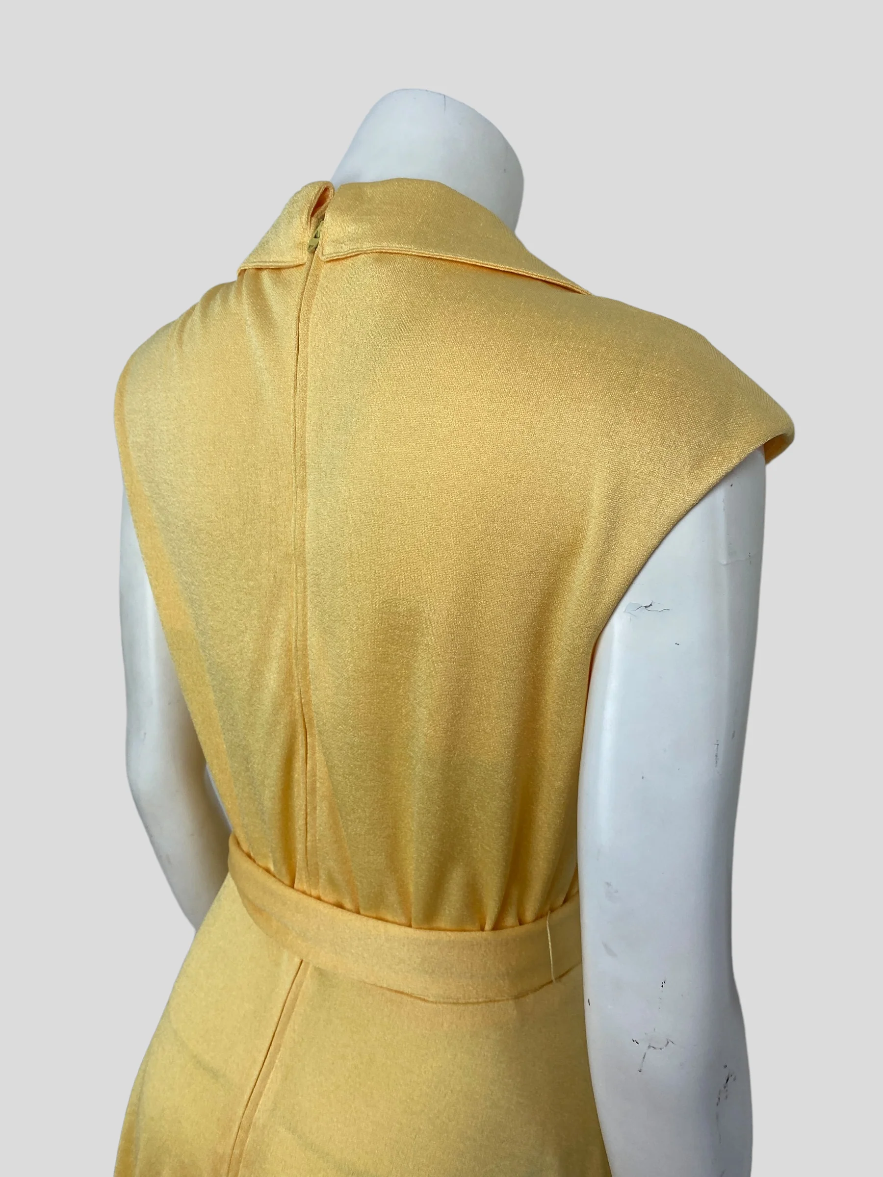 70s Yellow Midi Dress With Original Belt - Image 4