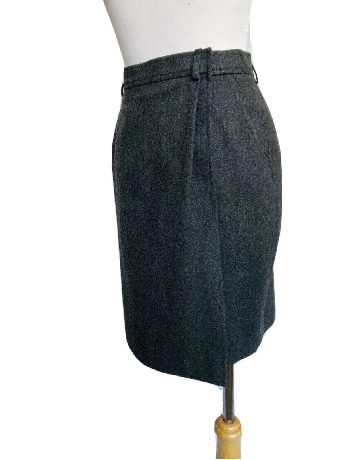 70s Yves Saint Laurent Rive Gauche Gray Wool Pencil Skirt Pockets 70s Vtg by Yves Saint Laurent Rive Gauche - Image 2