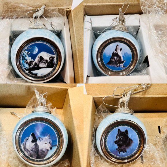 8 Bradford Editions Spirit of The Wilderness Lot of 8 Various Wolf Ornaments Set by The Bradford Editions - Image 3
