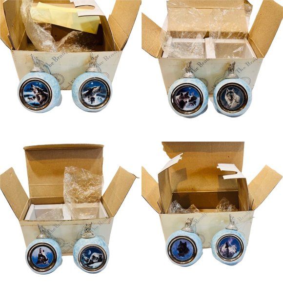 8 Bradford Editions Spirit of The Wilderness Lot of 8 Various Wolf Ornaments Set by The Bradford Editions - Image 4