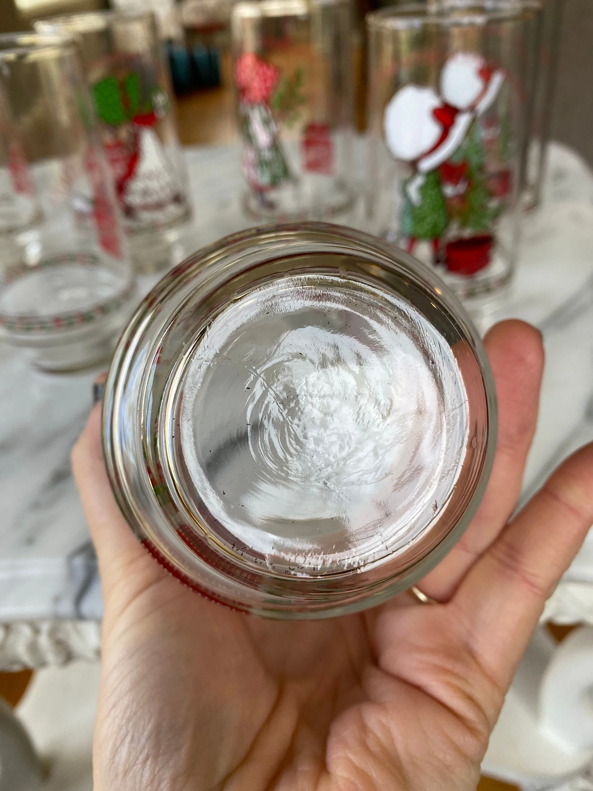 8 Vintage Christmas Holiday Holly Hobbie Glasses Cups - Image 5