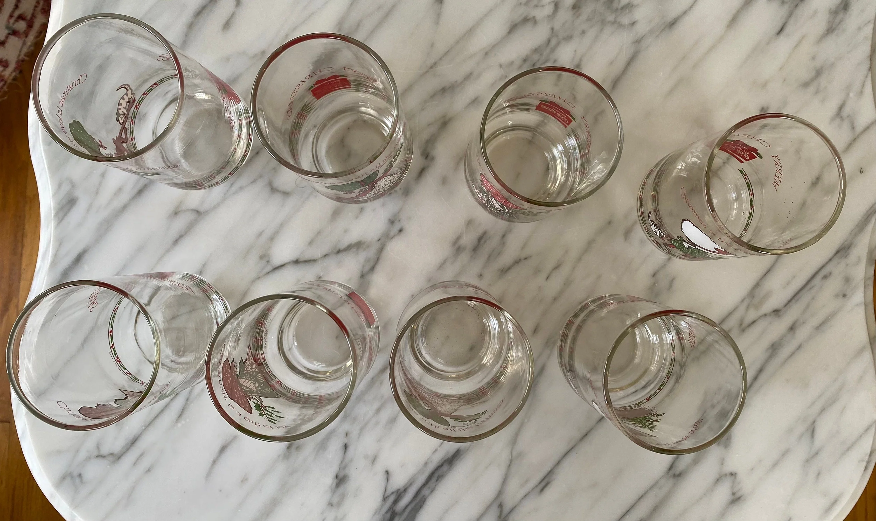 8 Vintage Christmas Holiday Holly Hobbie Glasses Cups - Image 7