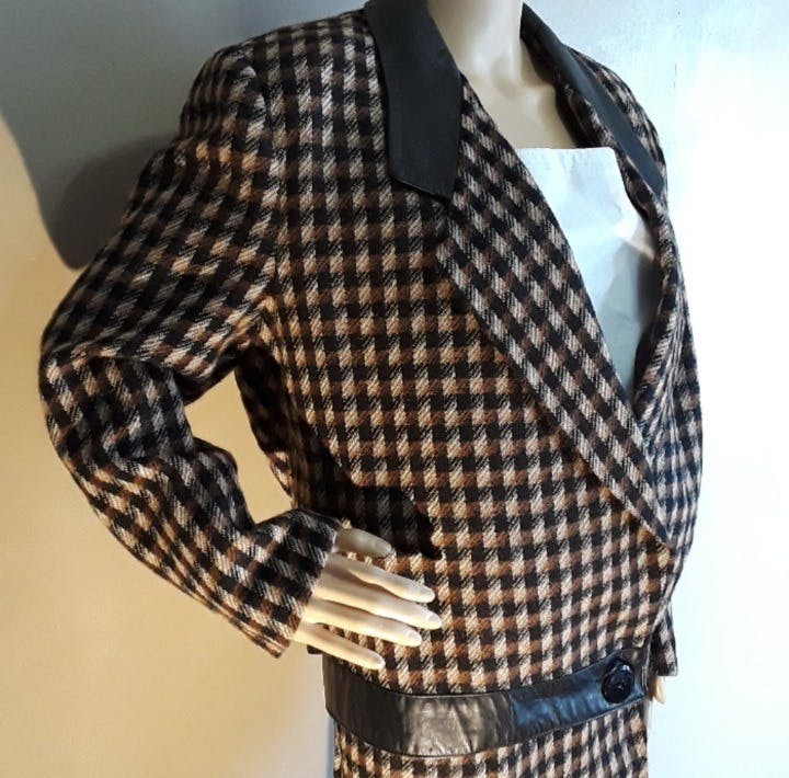 80/90’s Houndstooth Skirt Blazer Suit. by Adolfo Atelier - Image 3