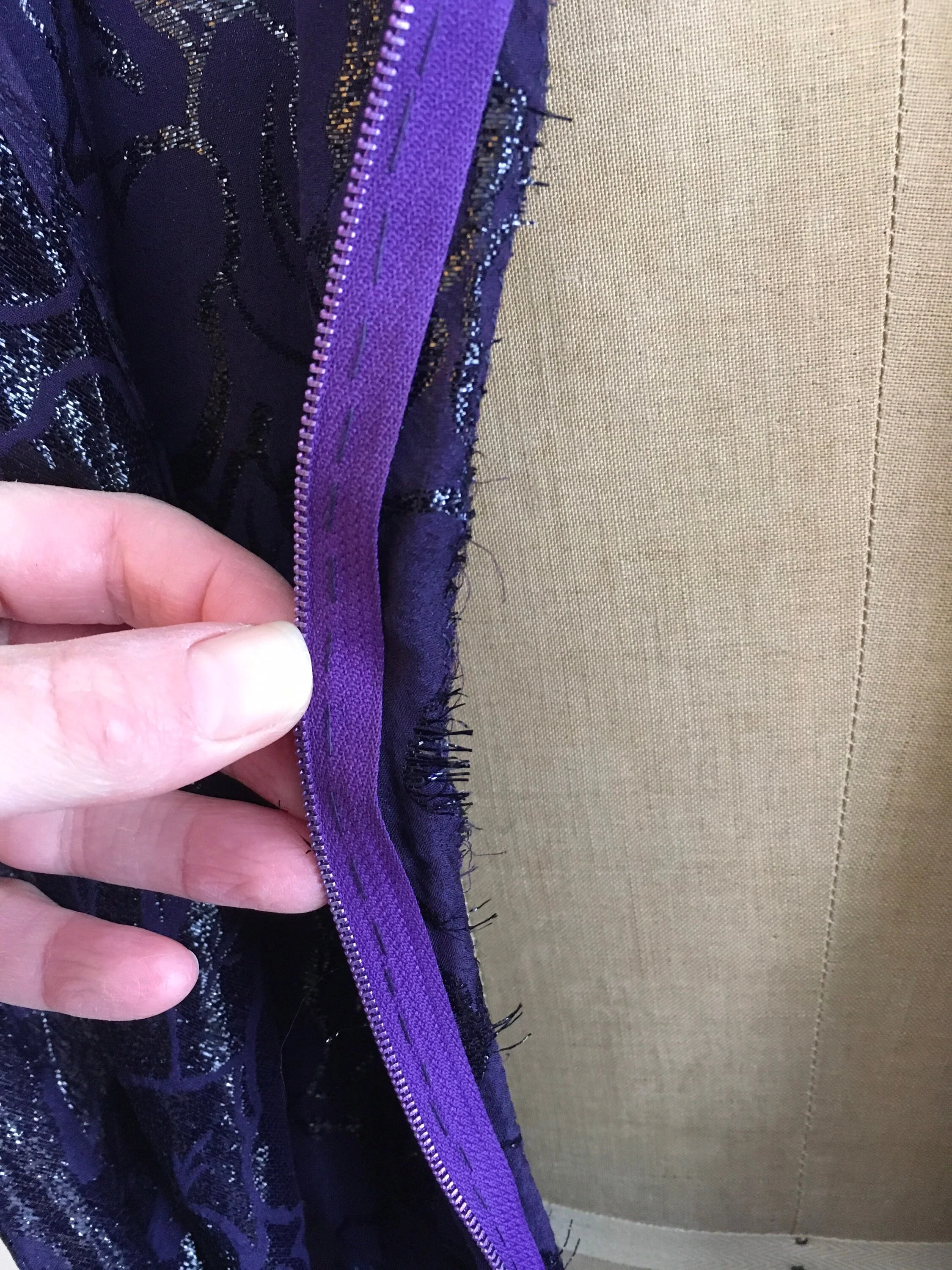 80’s-90’s Blue Metallic Silk High Neck Party Dress by Jean Louis Scherrer Boutique - Image 7
