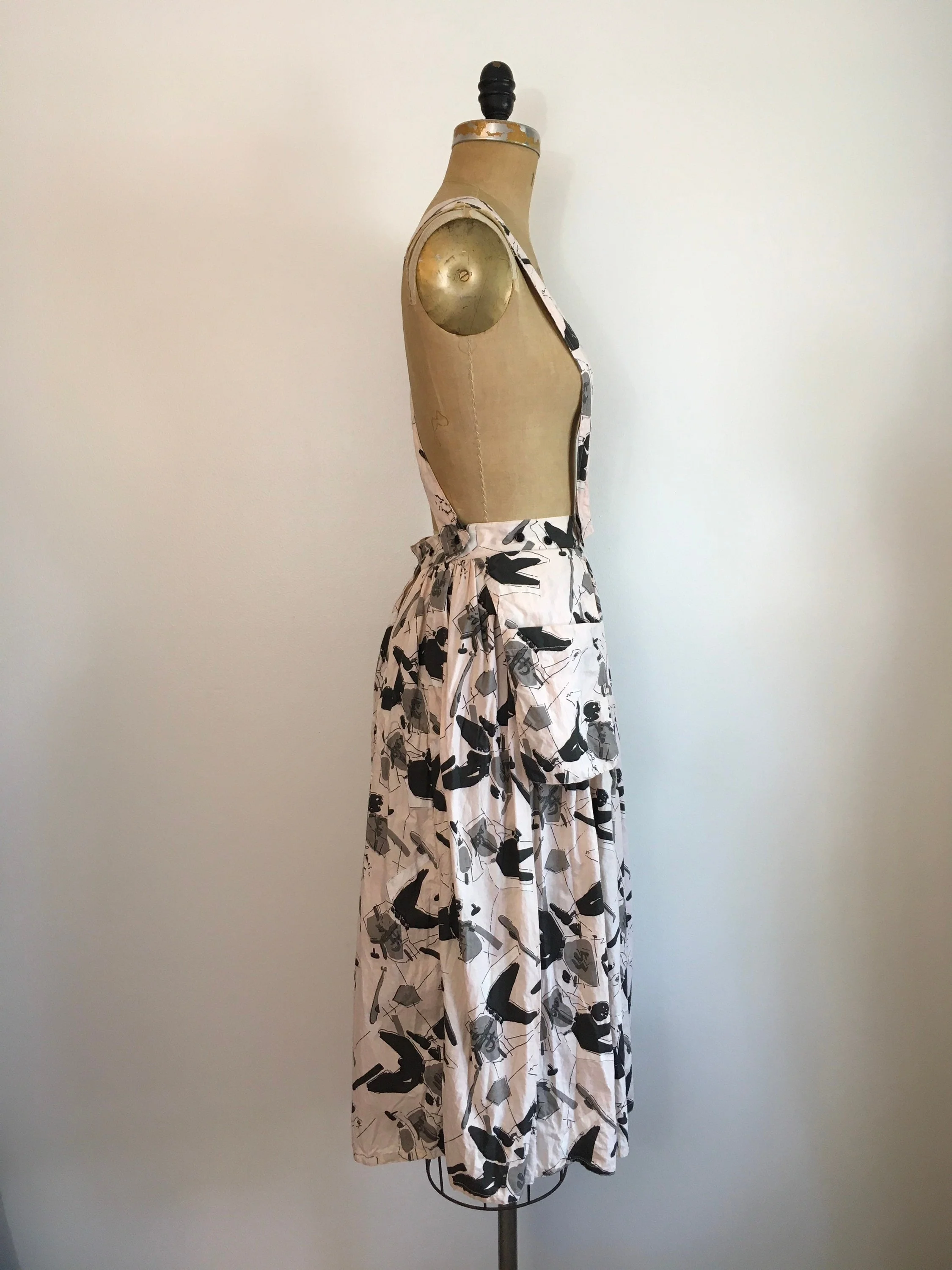 80’s Baseball Novelty Print Wrap Skirt with Suspenders by Invogue - Image 4
