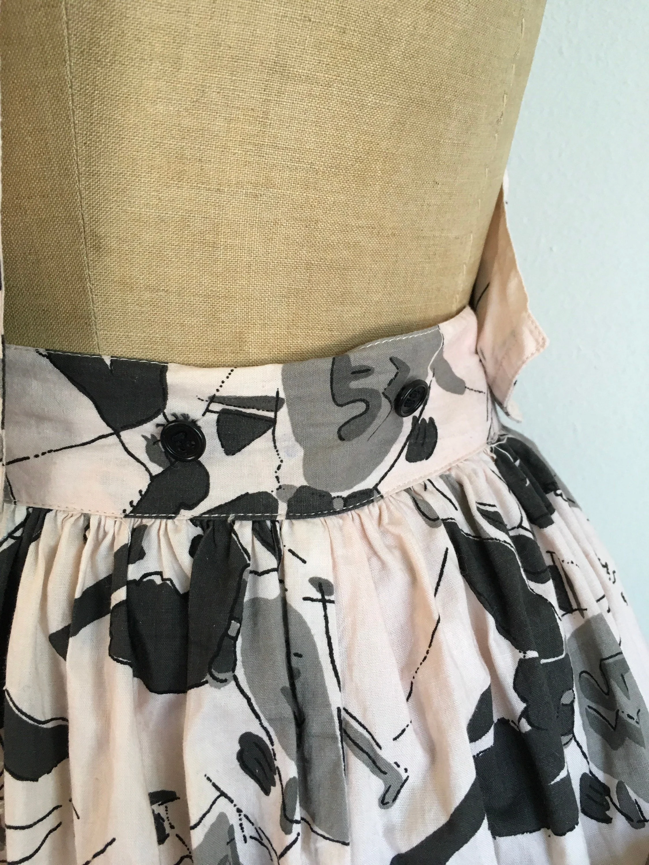 80’s Baseball Novelty Print Wrap Skirt with Suspenders by Invogue - Image 7