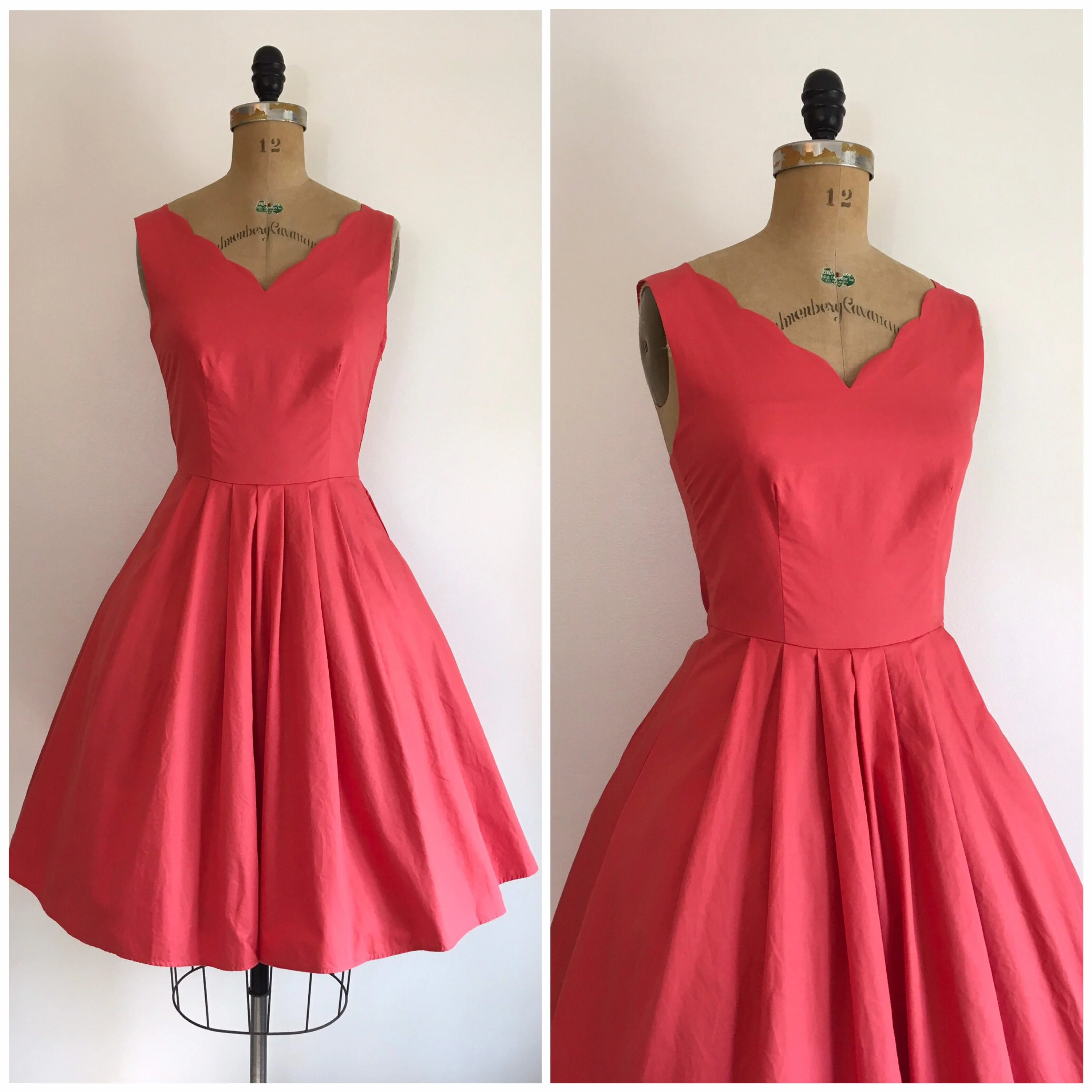 80’s Coral Summer Full Skirt Dress by Laura Ashley - Image 3
