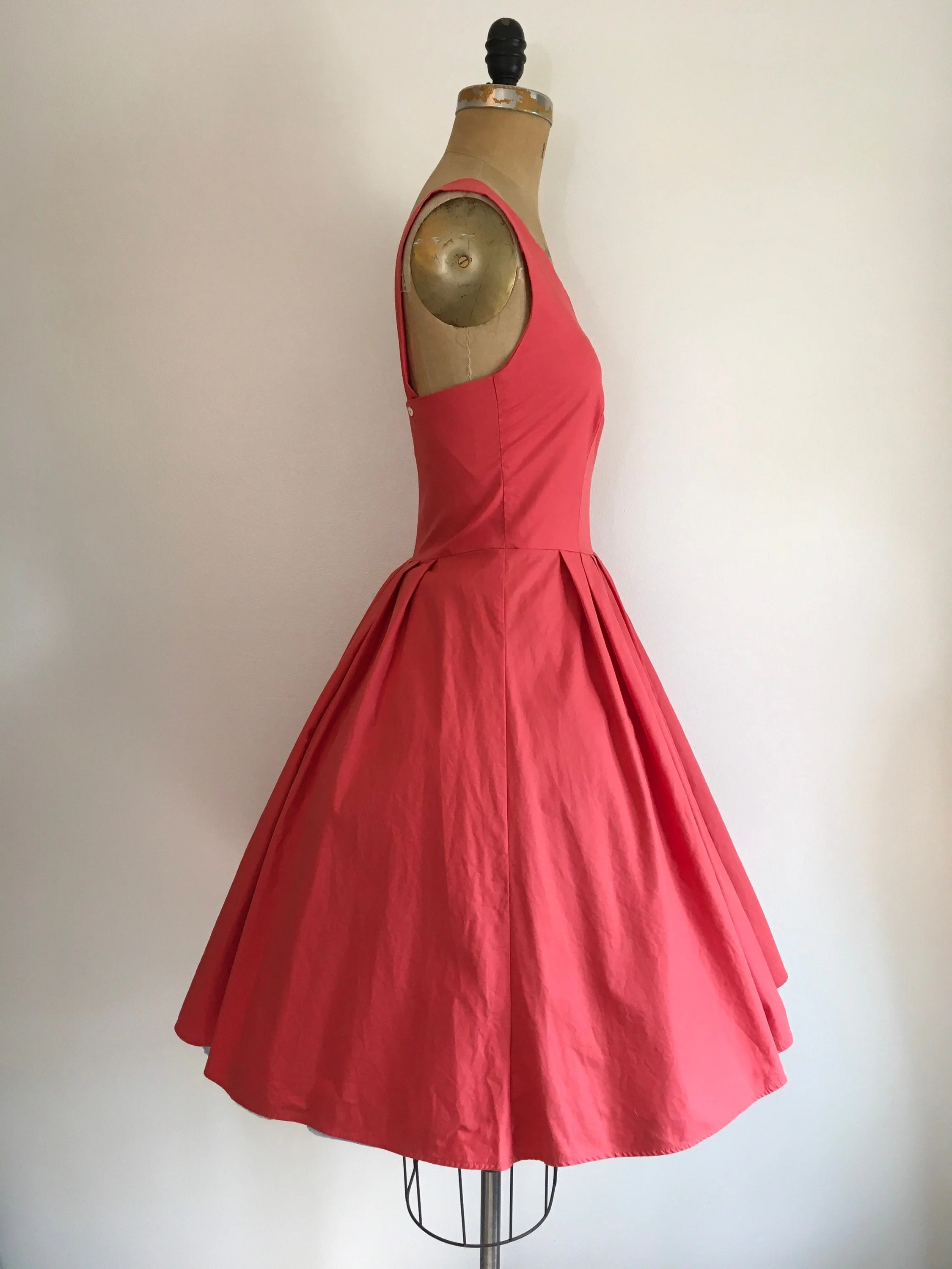 80’s Coral Summer Full Skirt Dress by Laura Ashley - Image 5