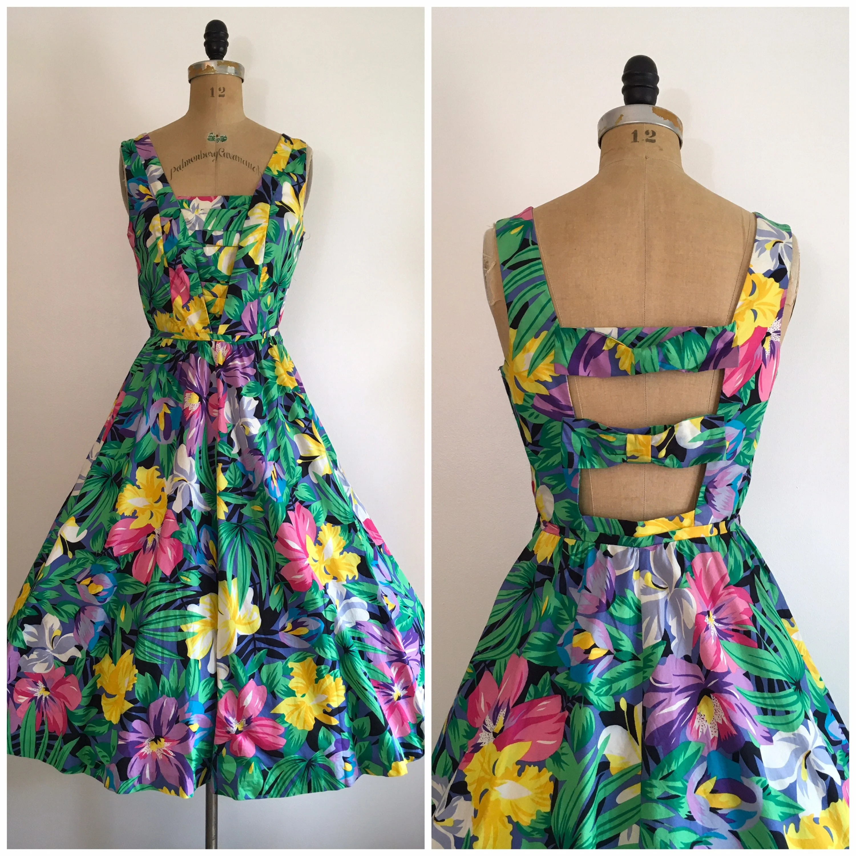 80’s Floral Garden Tropical Print Summer Dress by Anna Laura - Image 3