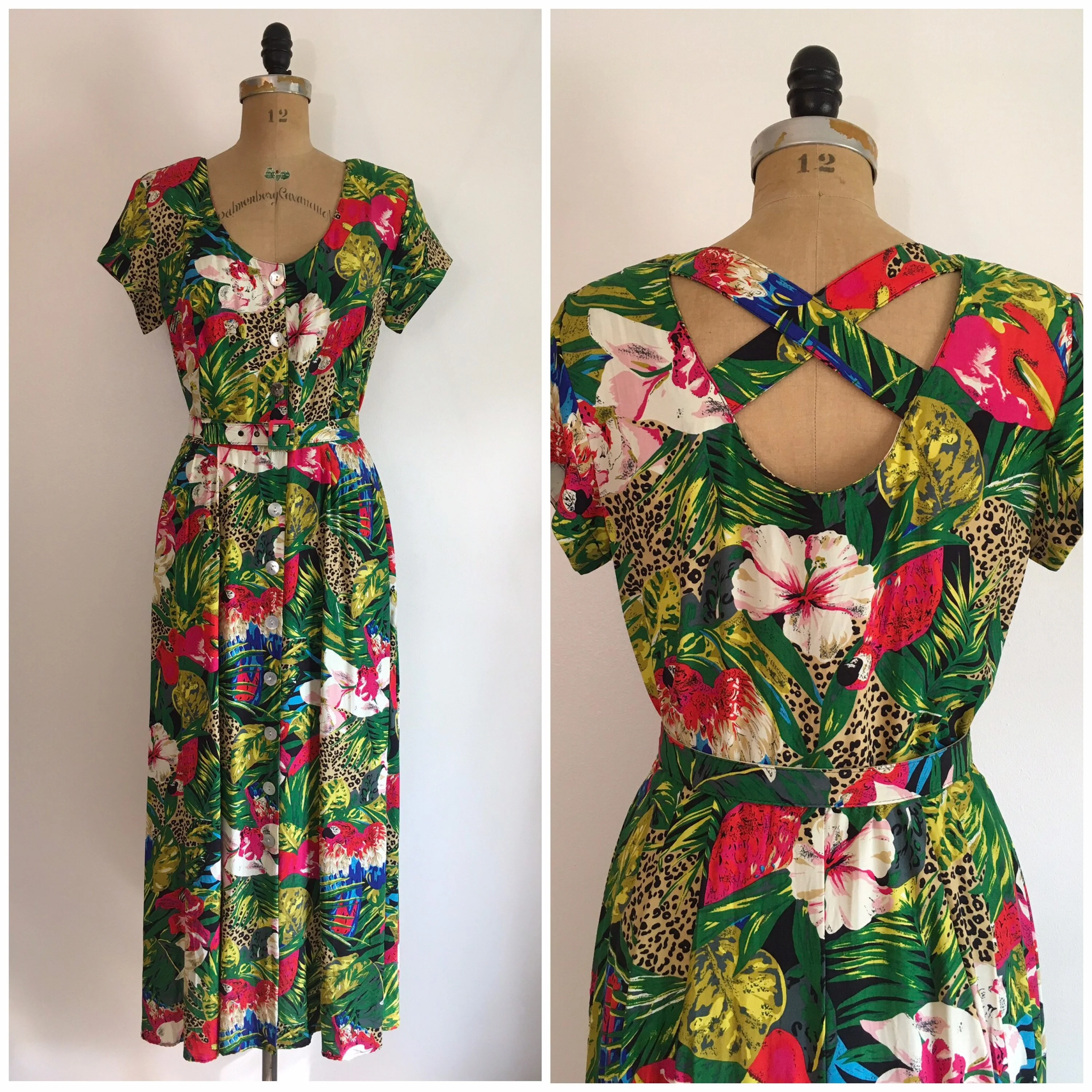 80’s Floral Puffy Sleeves Summer Dress by Carol Anderson - Image 3