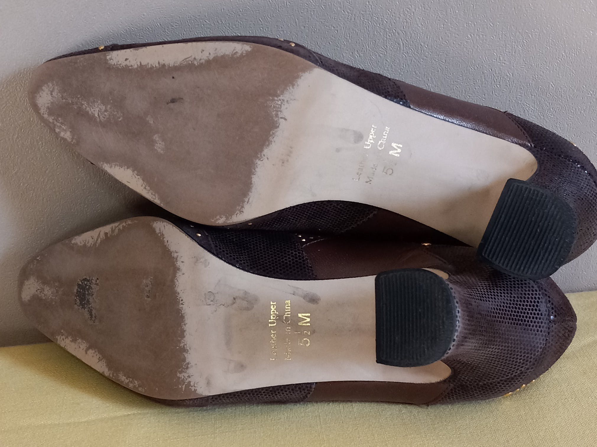 80’s Golden Embellished Leather Upper 2.5" Pumps by J Renee - Image 4