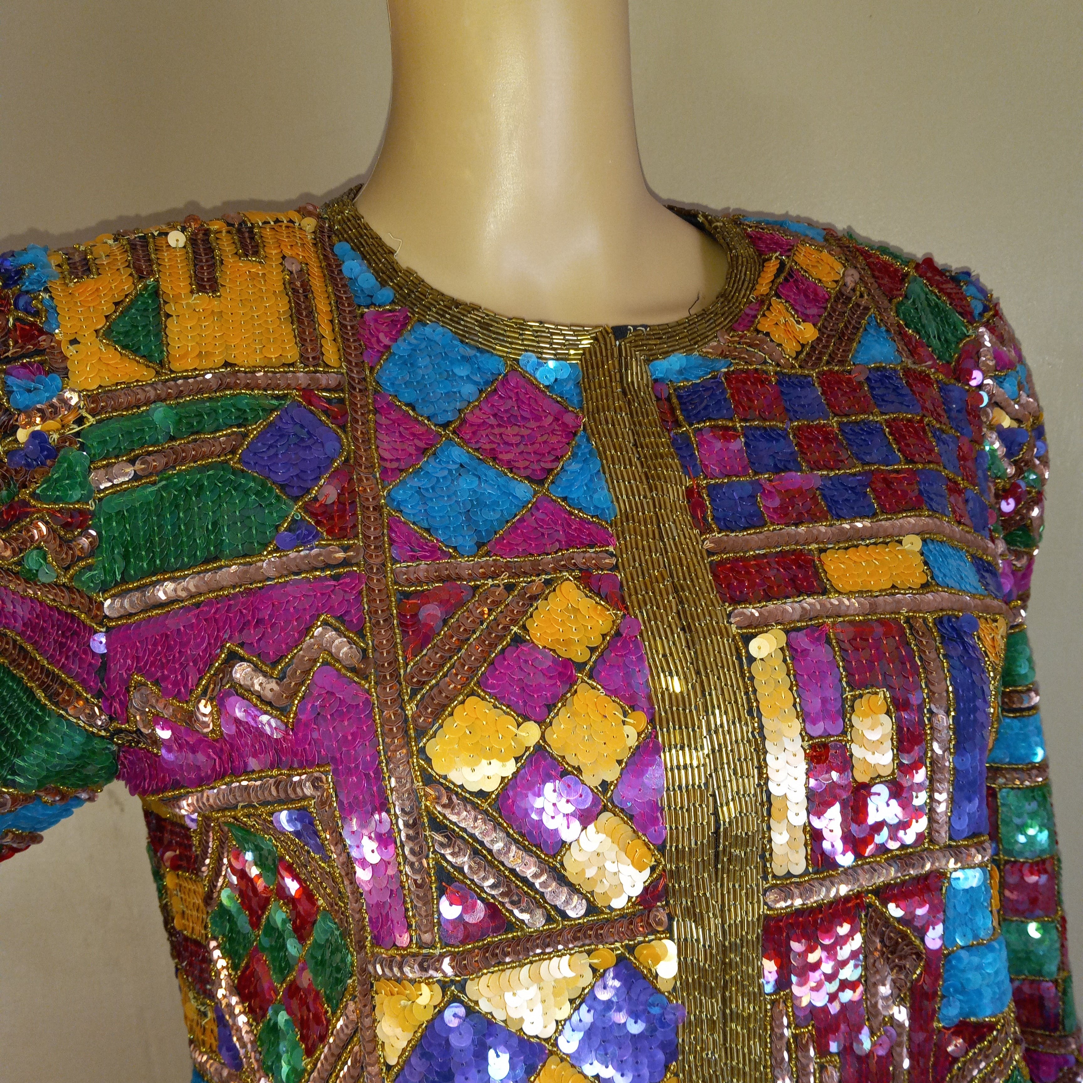 80’s Jazz Era Art Deco Beaded Jacket by Lawrence Kazar - Image 4