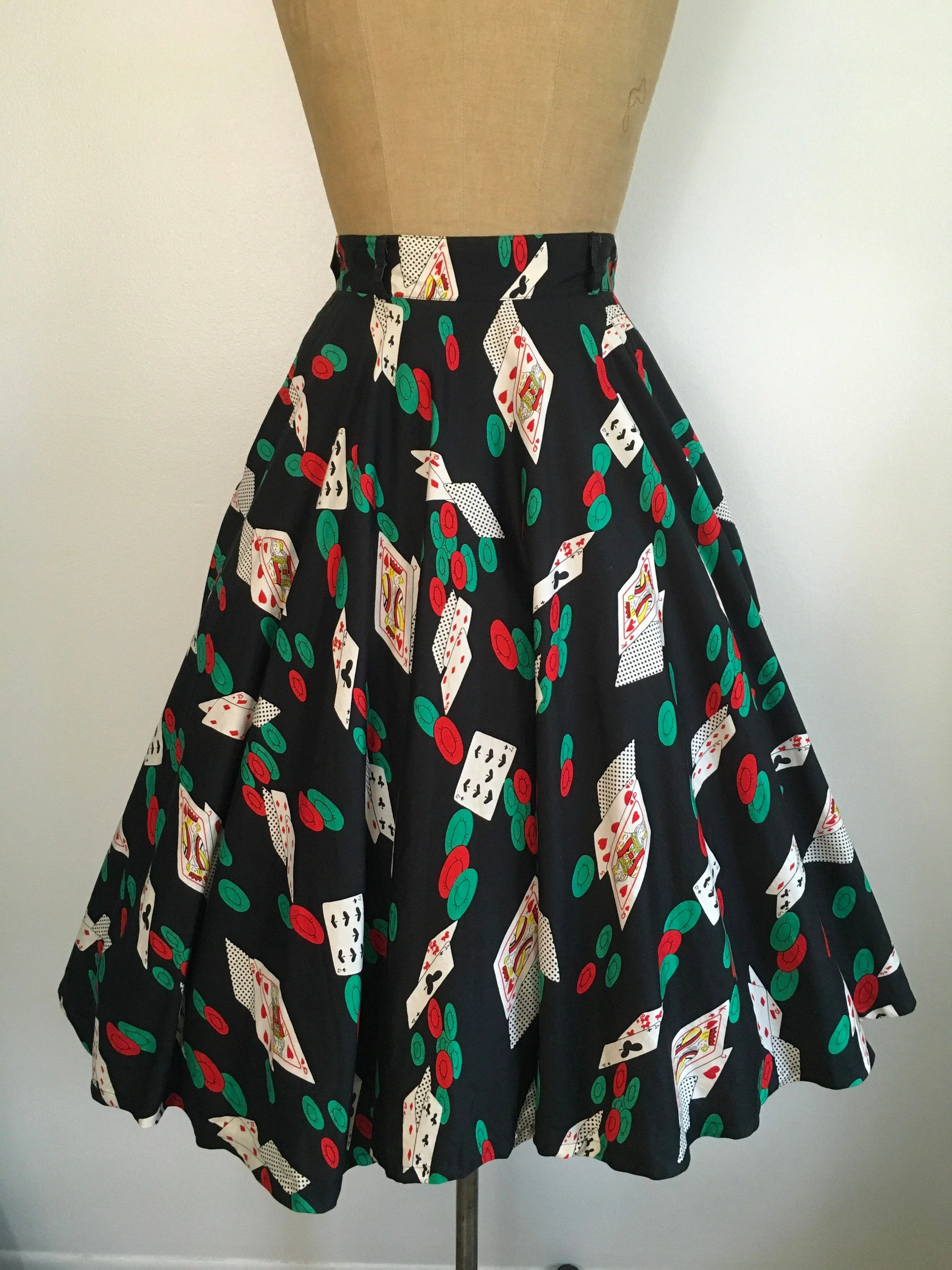 80’s Poker Novelty Print Circle Cotton Skirt by John Henry Editions - Image 2