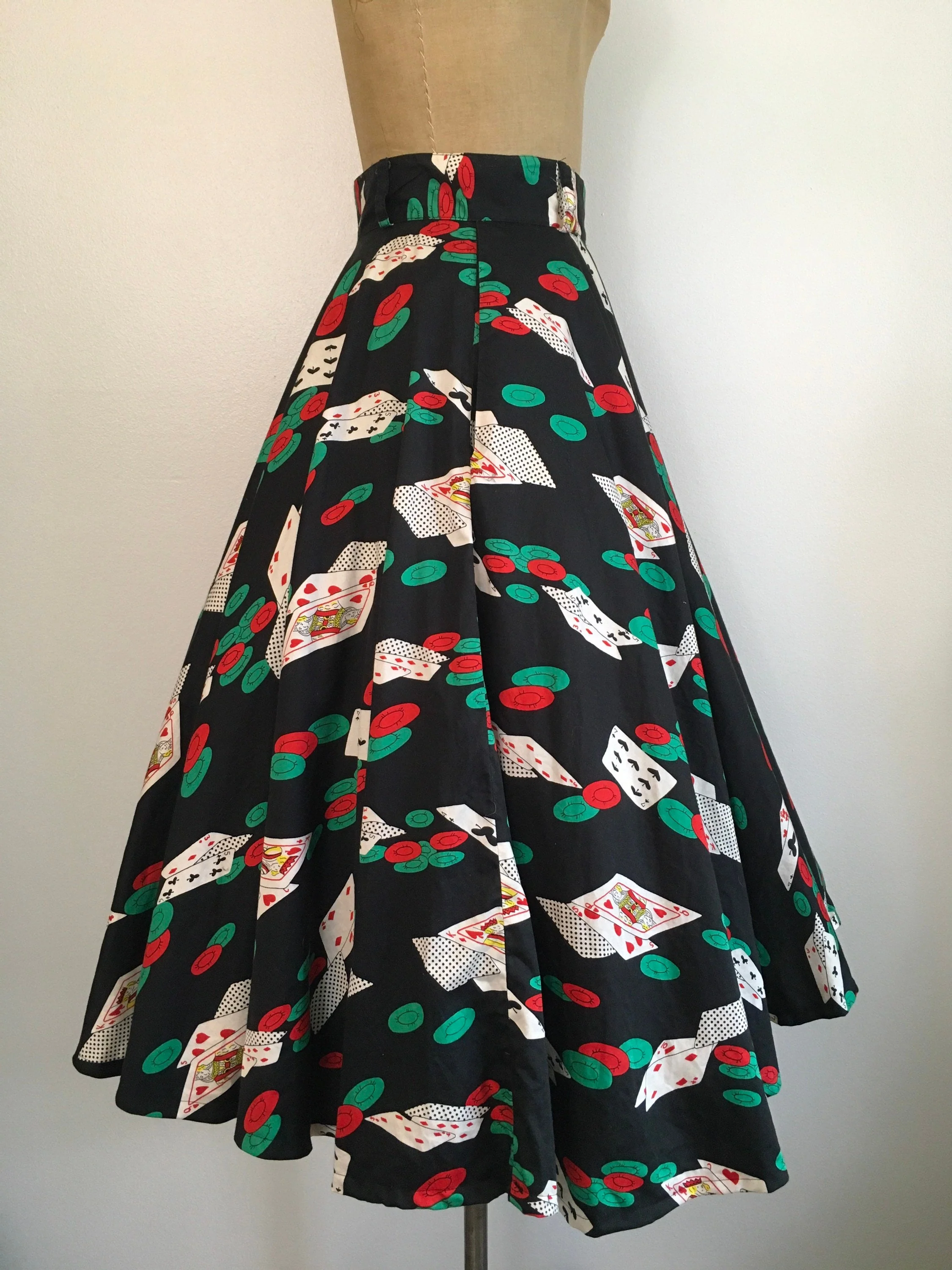 80’s Poker Novelty Print Circle Cotton Skirt by John Henry Editions - Image 3