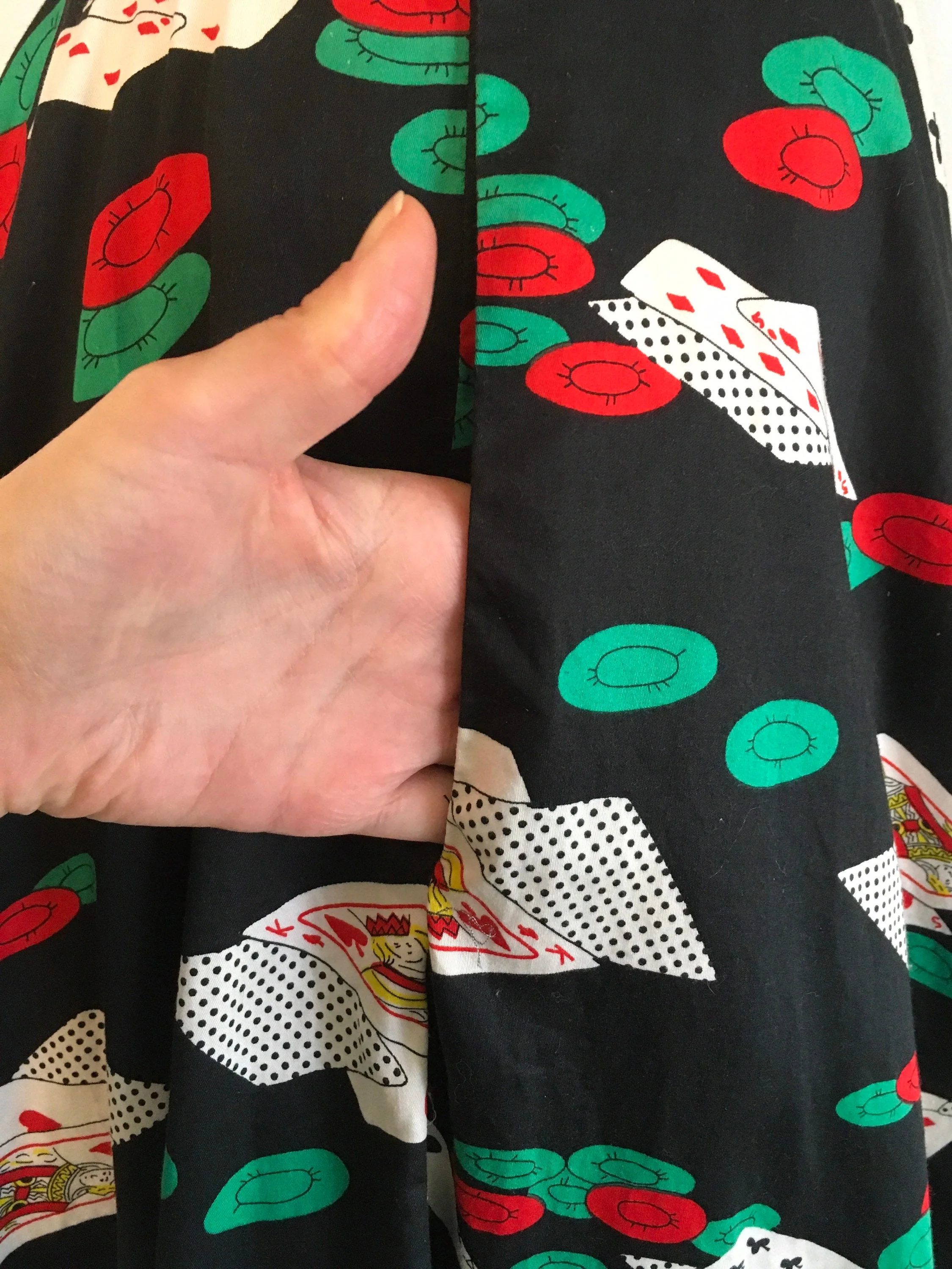 80’s Poker Novelty Print Circle Cotton Skirt by John Henry Editions - Image 5
