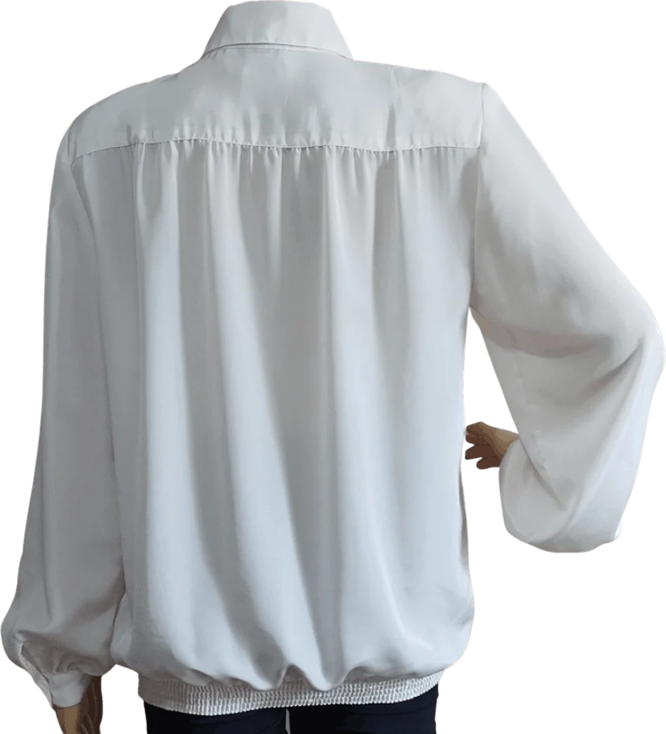 80’s White Polyester Collared Blouse by Sir James - Image 2