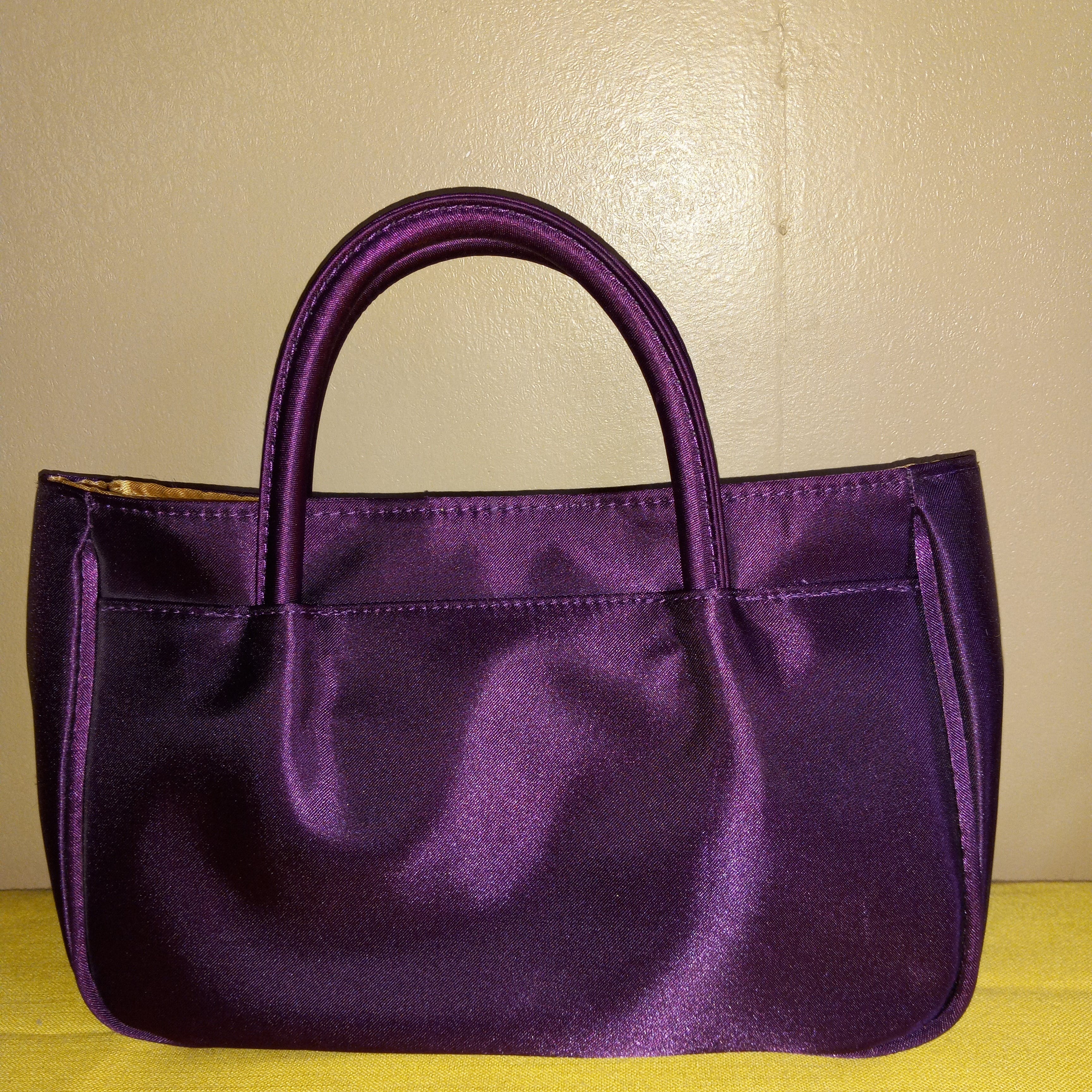 80’s Polyester Satin Purple Mini Bag and Coin Purse by Avon - Image 4
